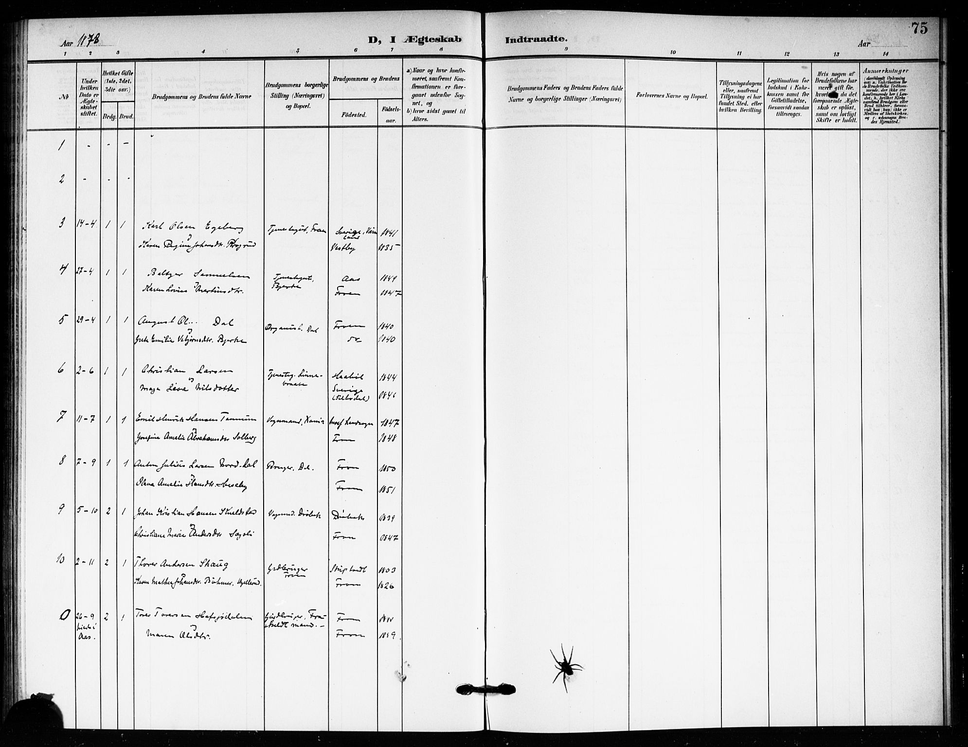 Drøbak prestekontor Kirkebøker, AV/SAO-A-10142a/F/Fc/L0001: Parish register (official) no. III 1, 1871-1900, p. 75