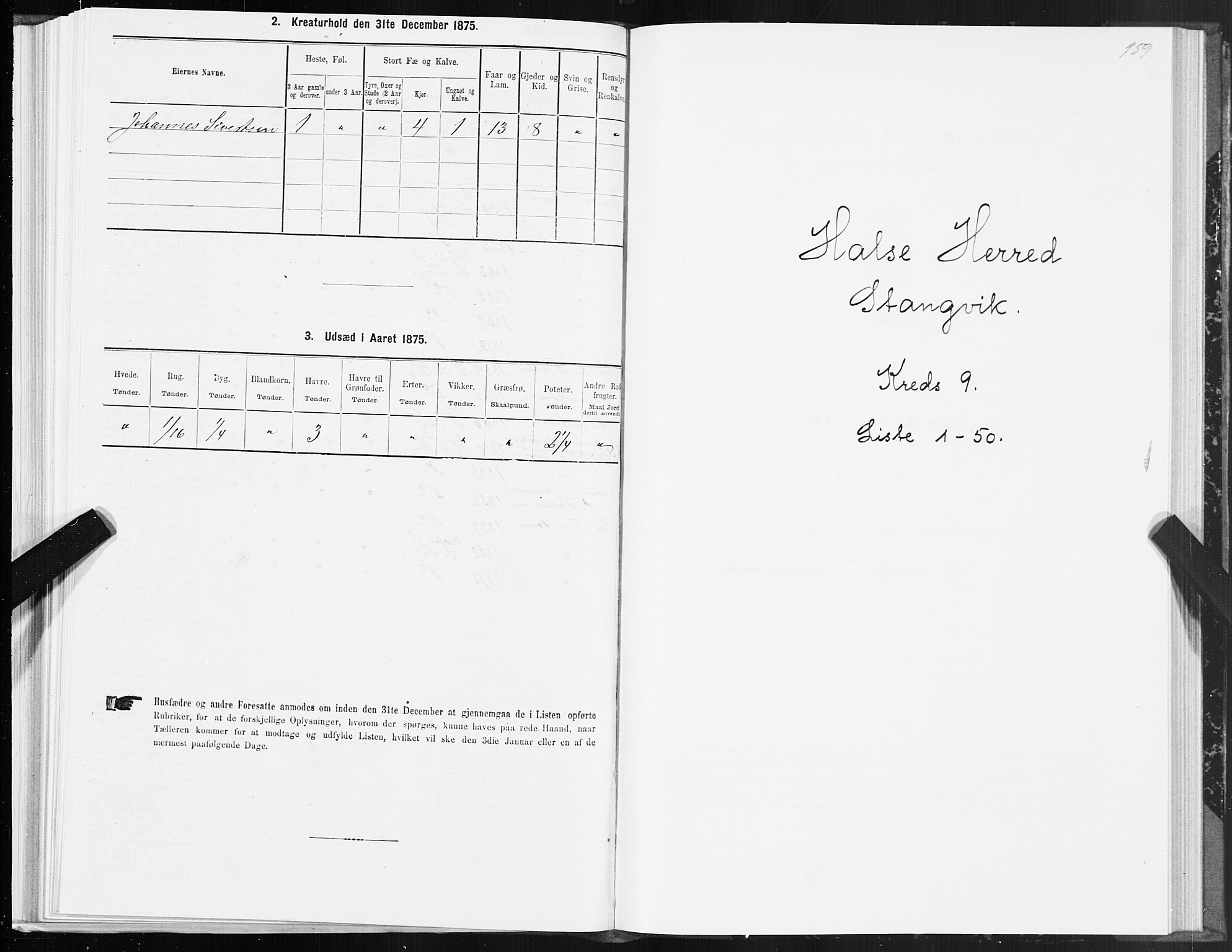 SAT, 1875 census for 1564P Stangvik, 1875, p. 4159
