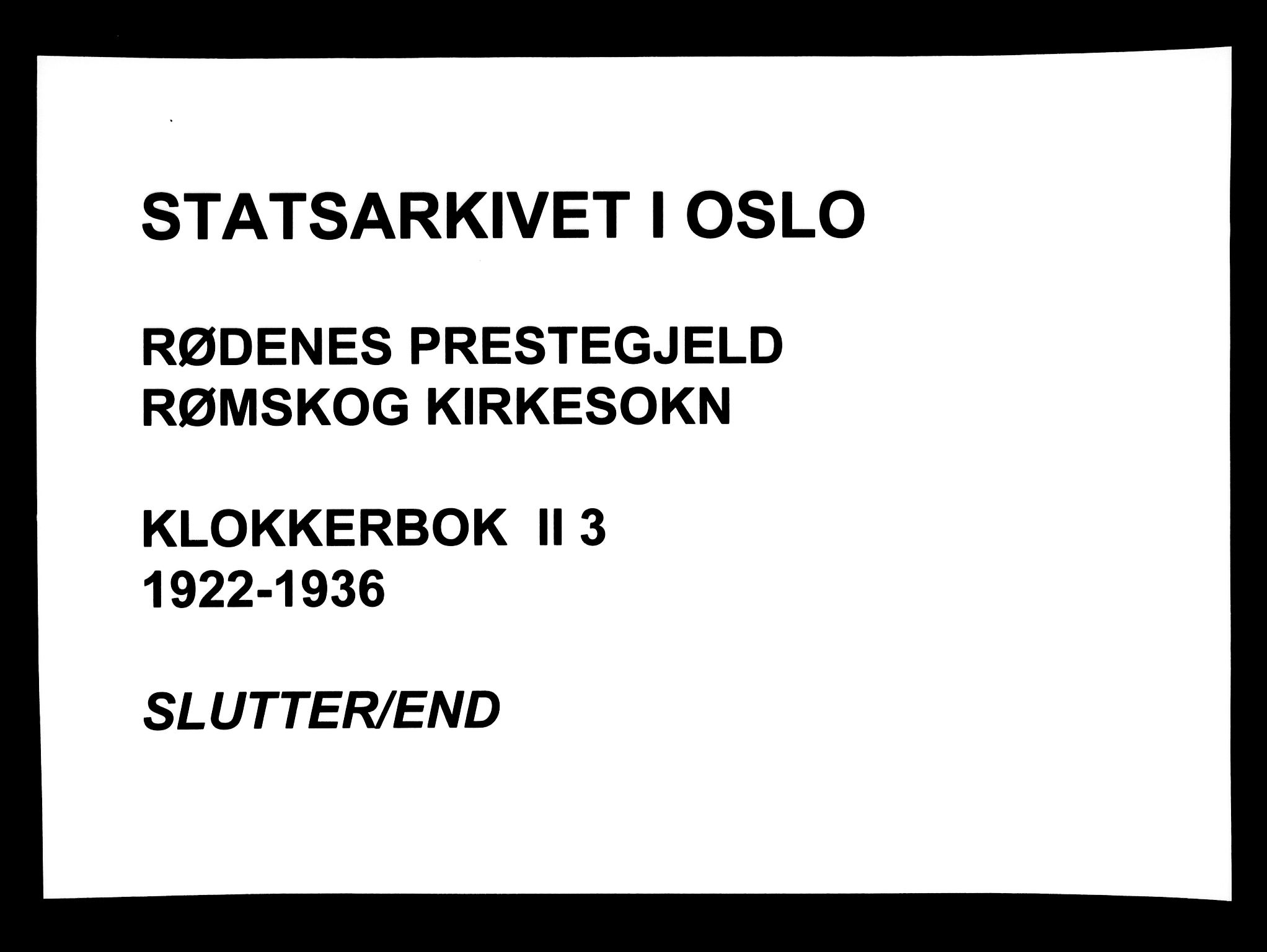 Rødenes prestekontor Kirkebøker, AV/SAO-A-2005/G/Gb/L0003: Parish register (copy) no. II 3, 1922-1936