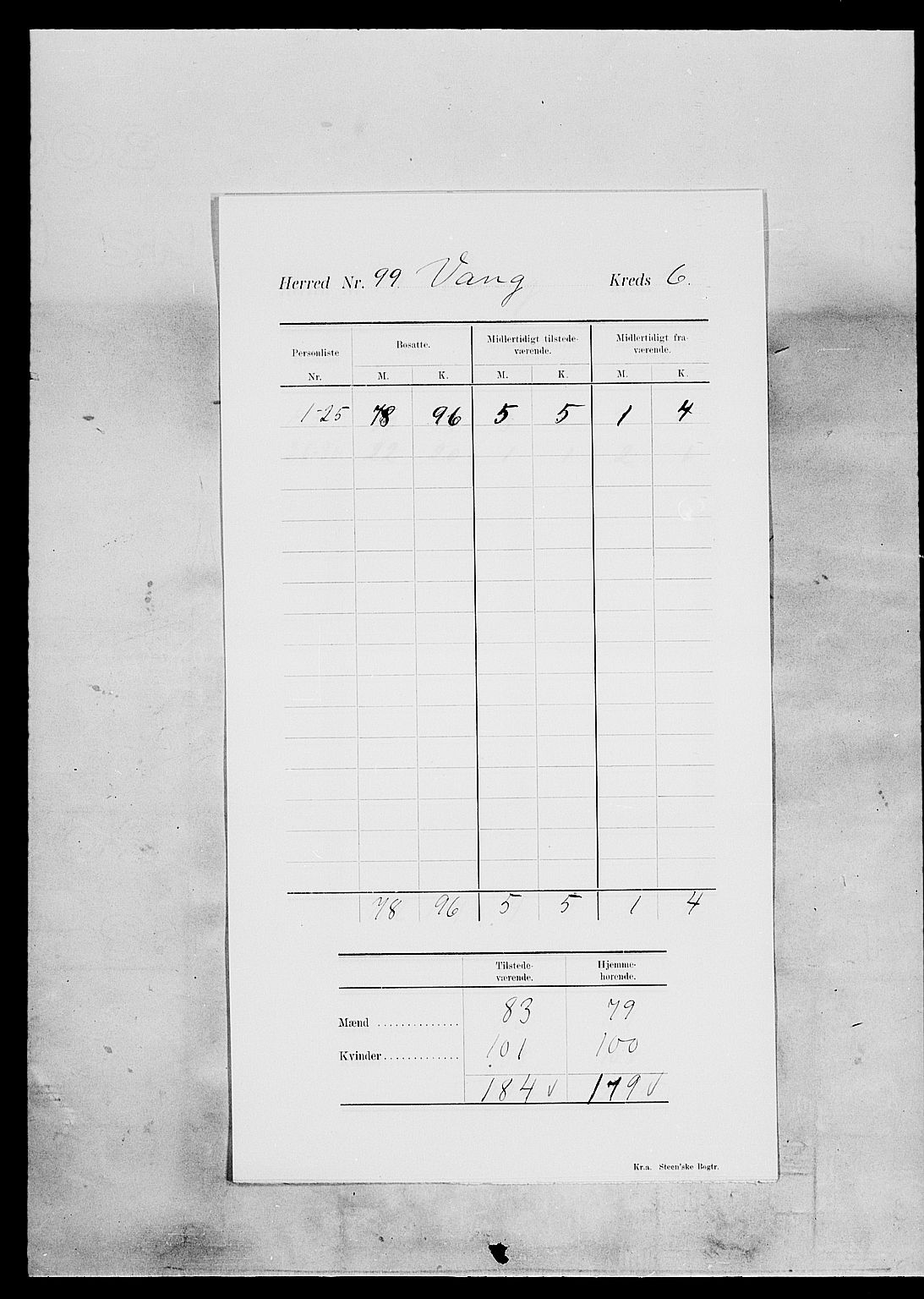 SAH, 1900 census for Vang, 1900, p. 10