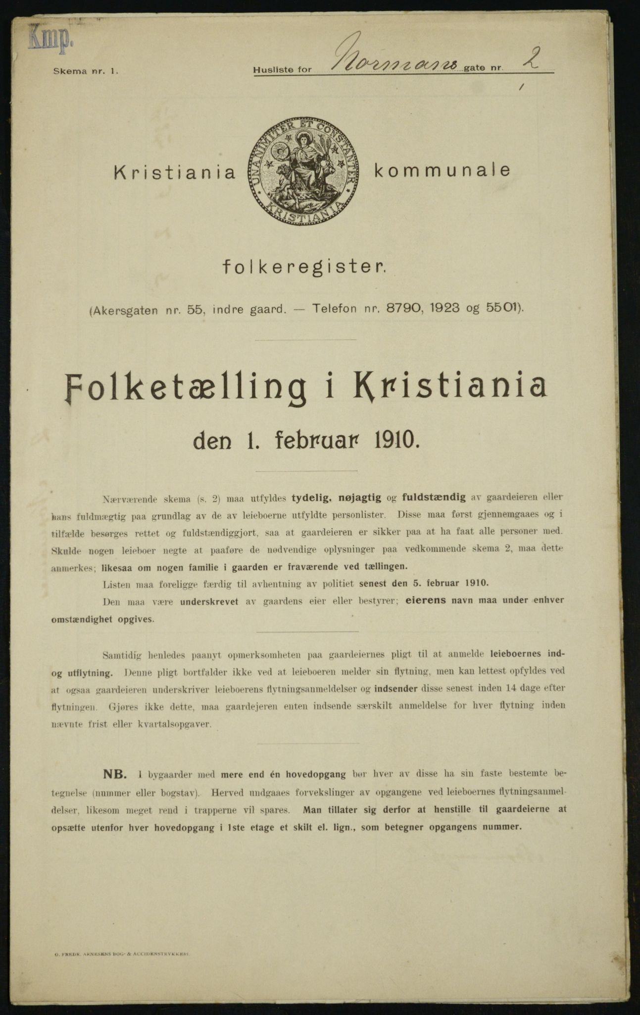 OBA, Municipal Census 1910 for Kristiania, 1910, p. 70537