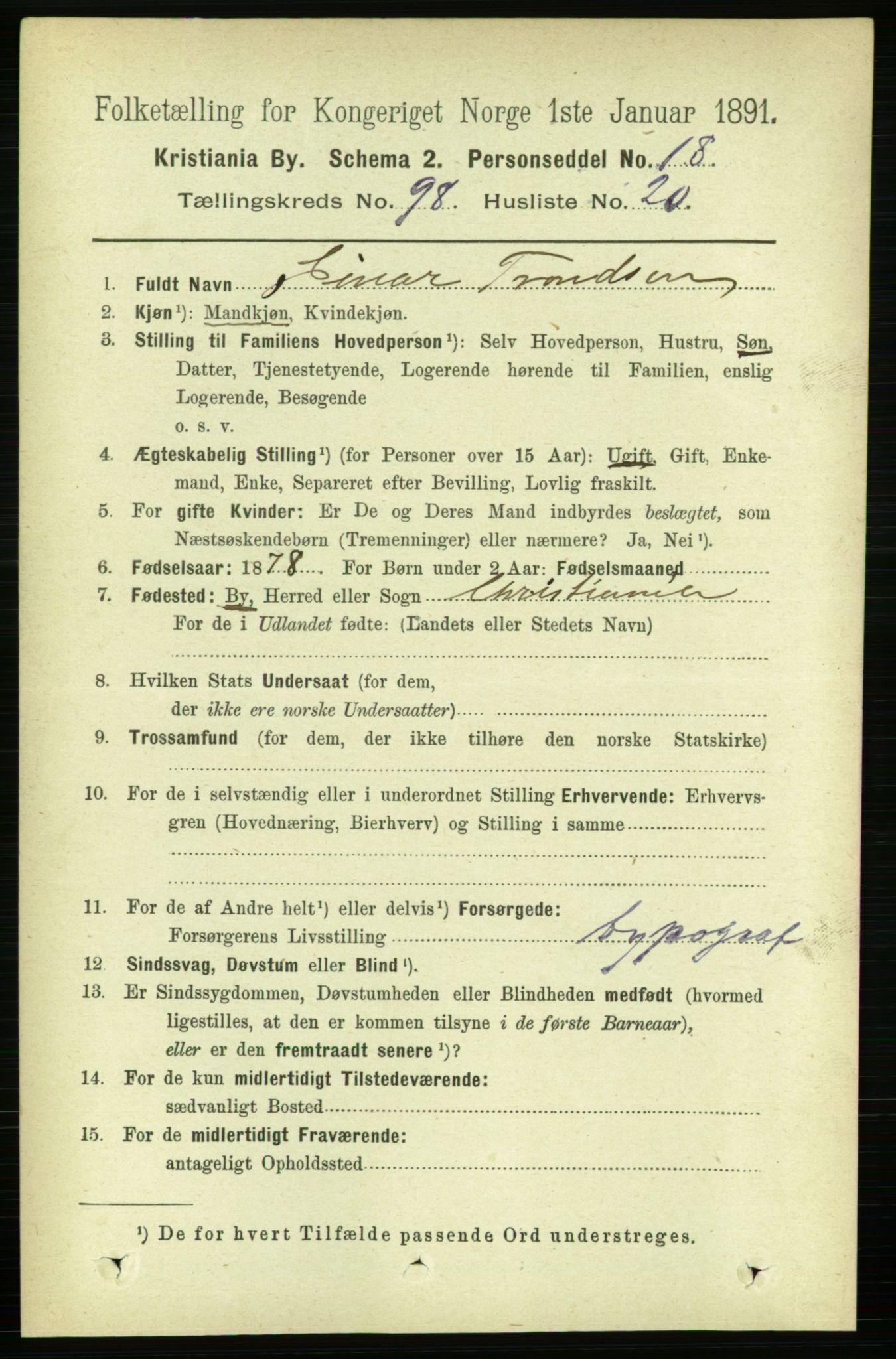 RA, 1891 census for 0301 Kristiania, 1891, p. 48346
