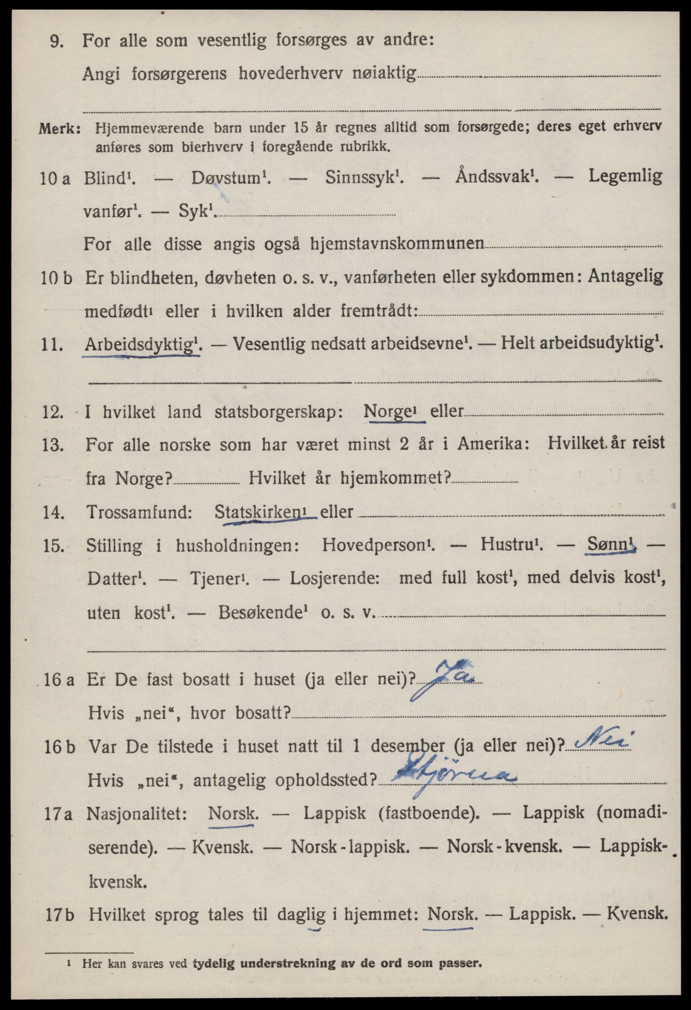 SAT, 1920 census for Lensvik, 1920, p. 2171