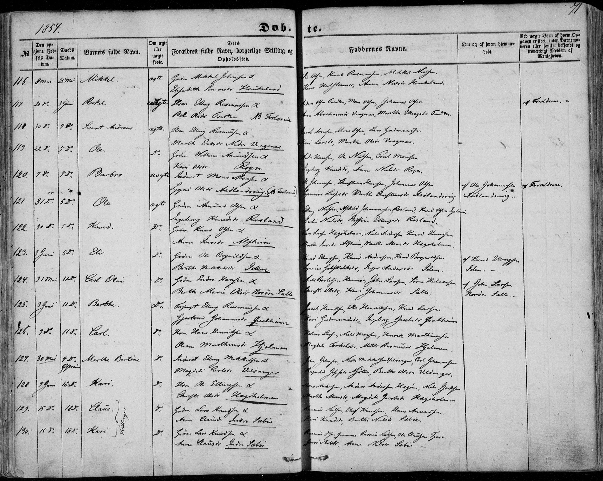 Manger sokneprestembete, AV/SAB-A-76801/H/Haa: Parish register (official) no. A 6, 1849-1859, p. 71