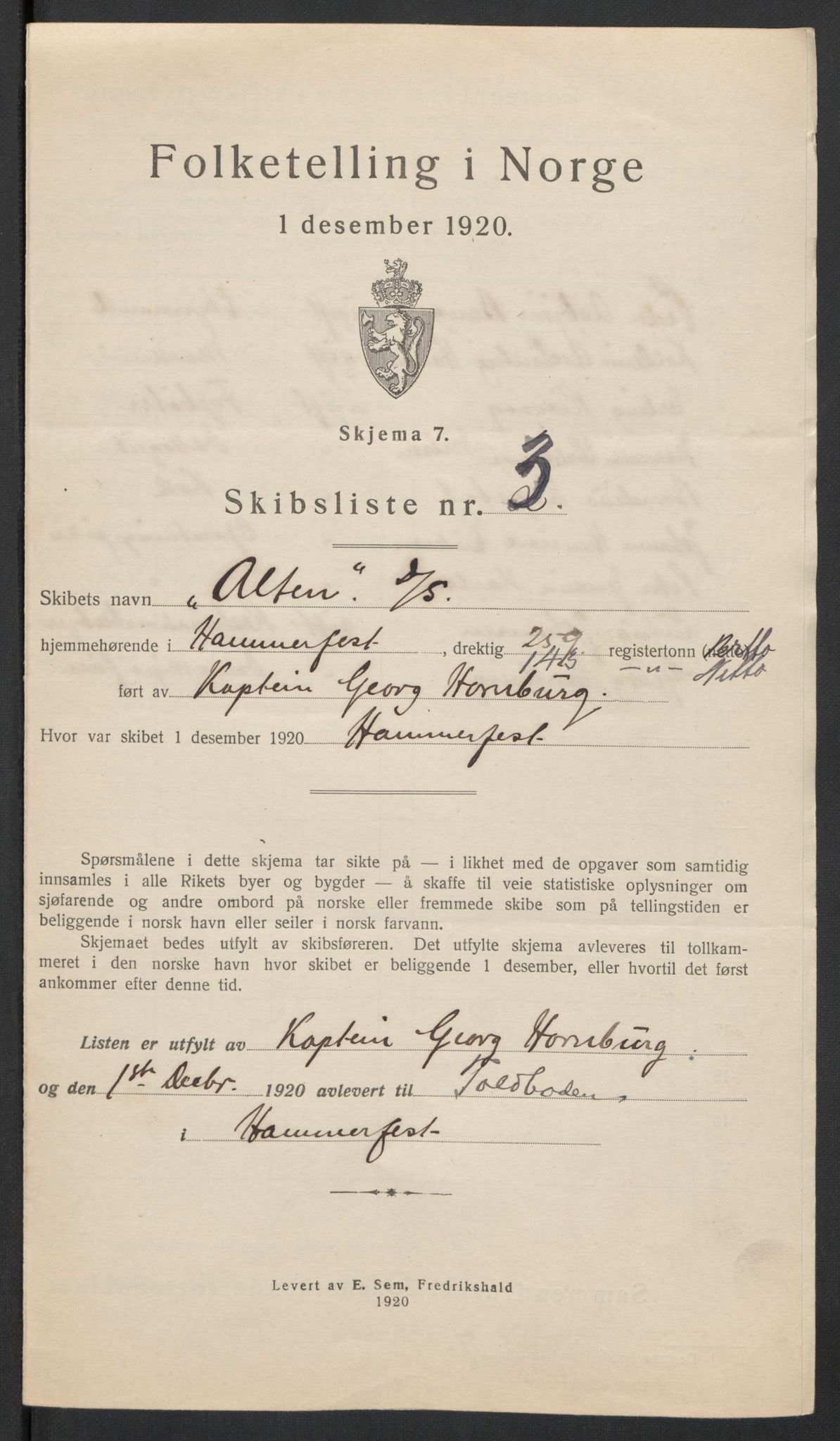 SATØ, 1920 census for Hammerfest, 1920, p. 9347