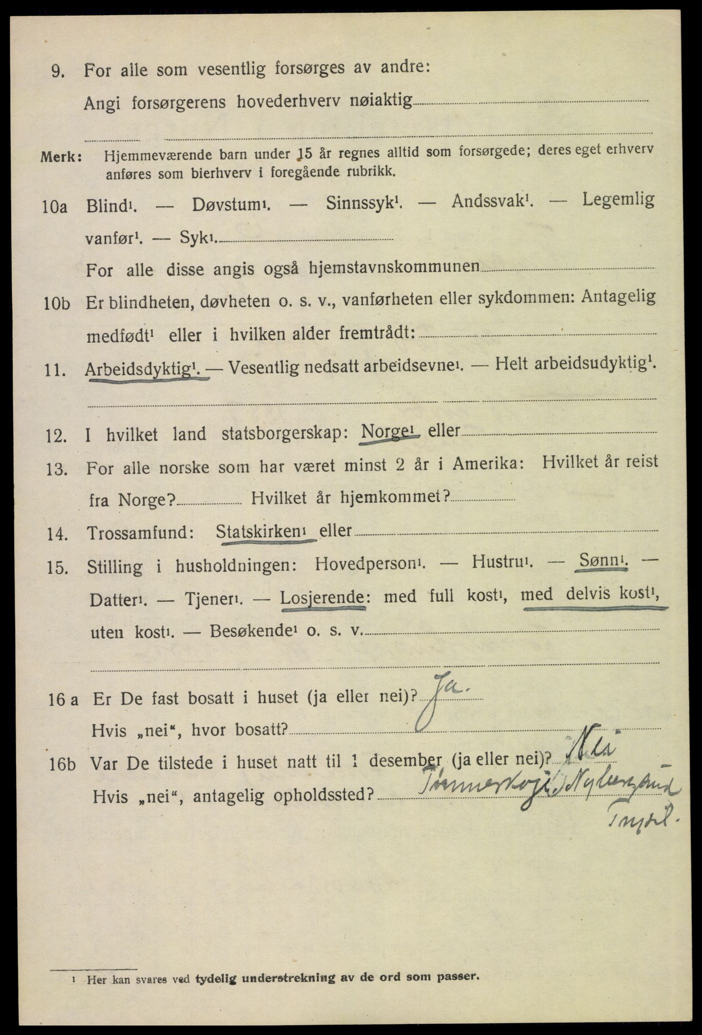 SAH, 1920 census for Trysil, 1920, p. 9466
