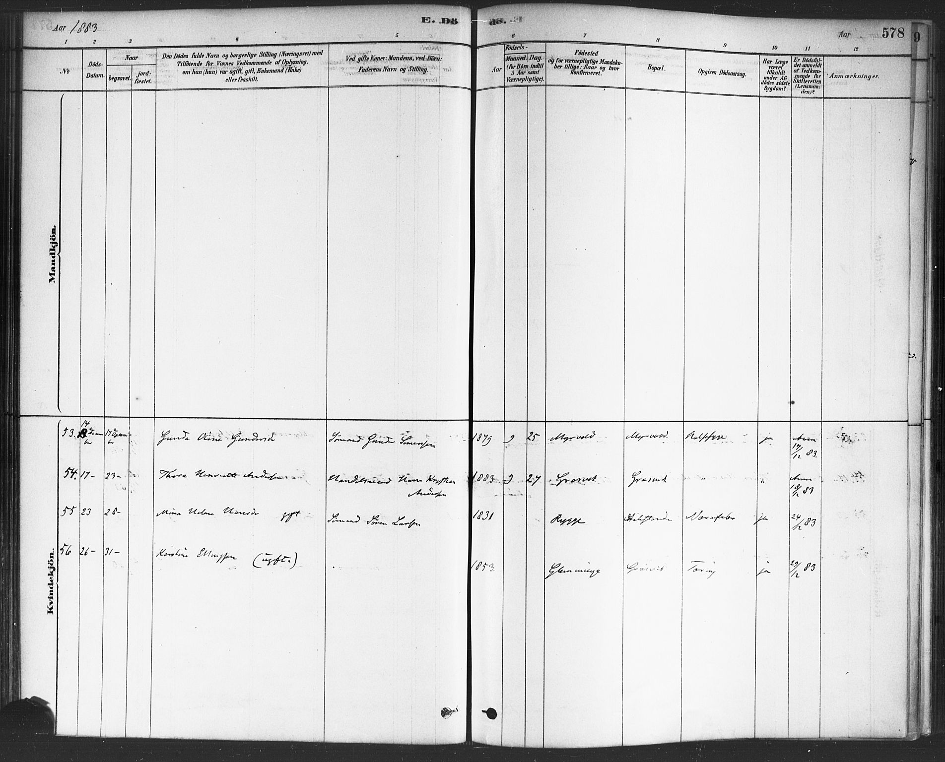 Onsøy prestekontor Kirkebøker, SAO/A-10914/F/Fa/L0006: Parish register (official) no. I 6, 1878-1898, p. 578