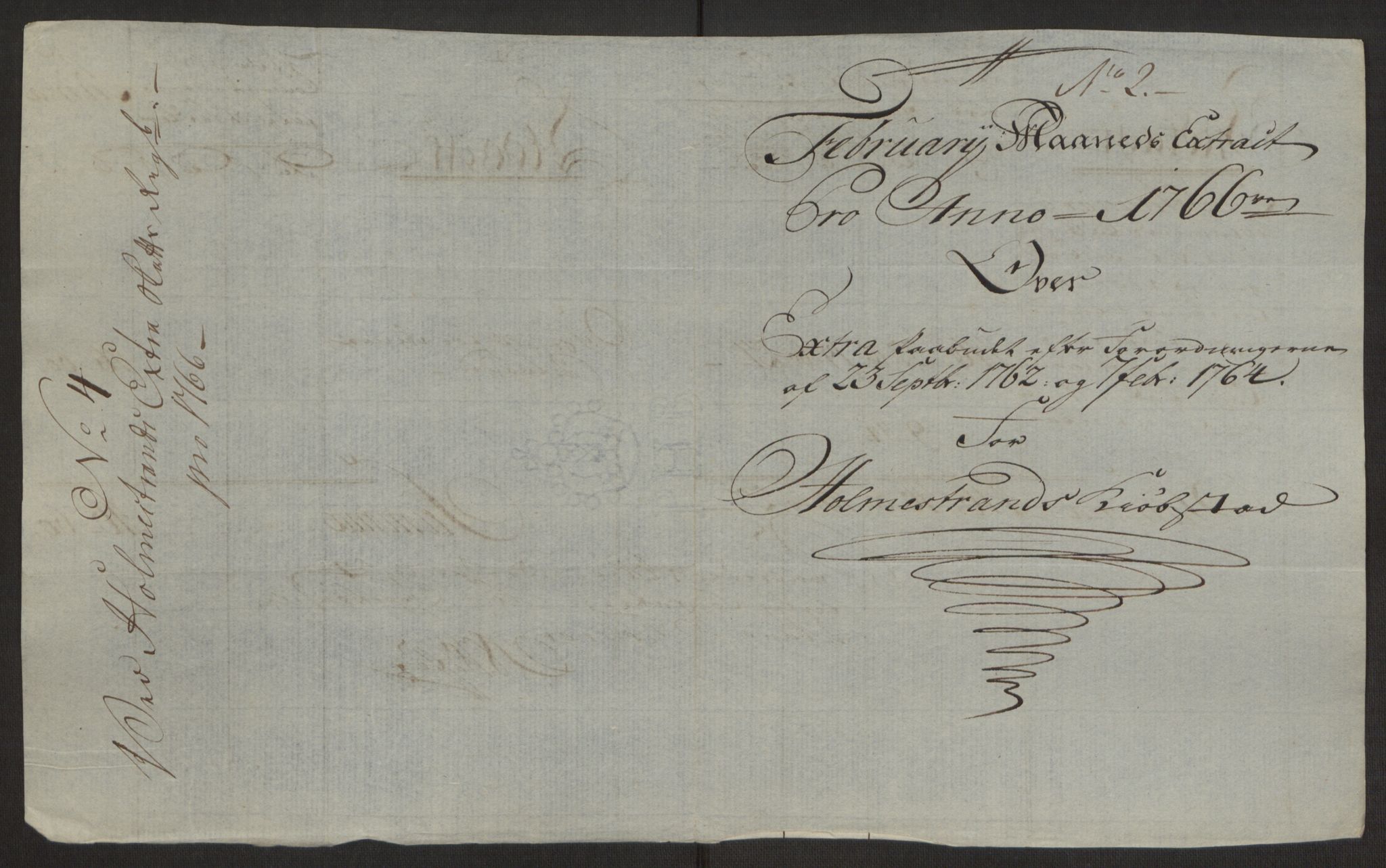 Rentekammeret inntil 1814, Reviderte regnskaper, Byregnskaper, AV/RA-EA-4066/R/Rh/L0163/0001: [H4] Kontribusjonsregnskap / Ekstraskatt, Holmestrand, 1762-1772, p. 266