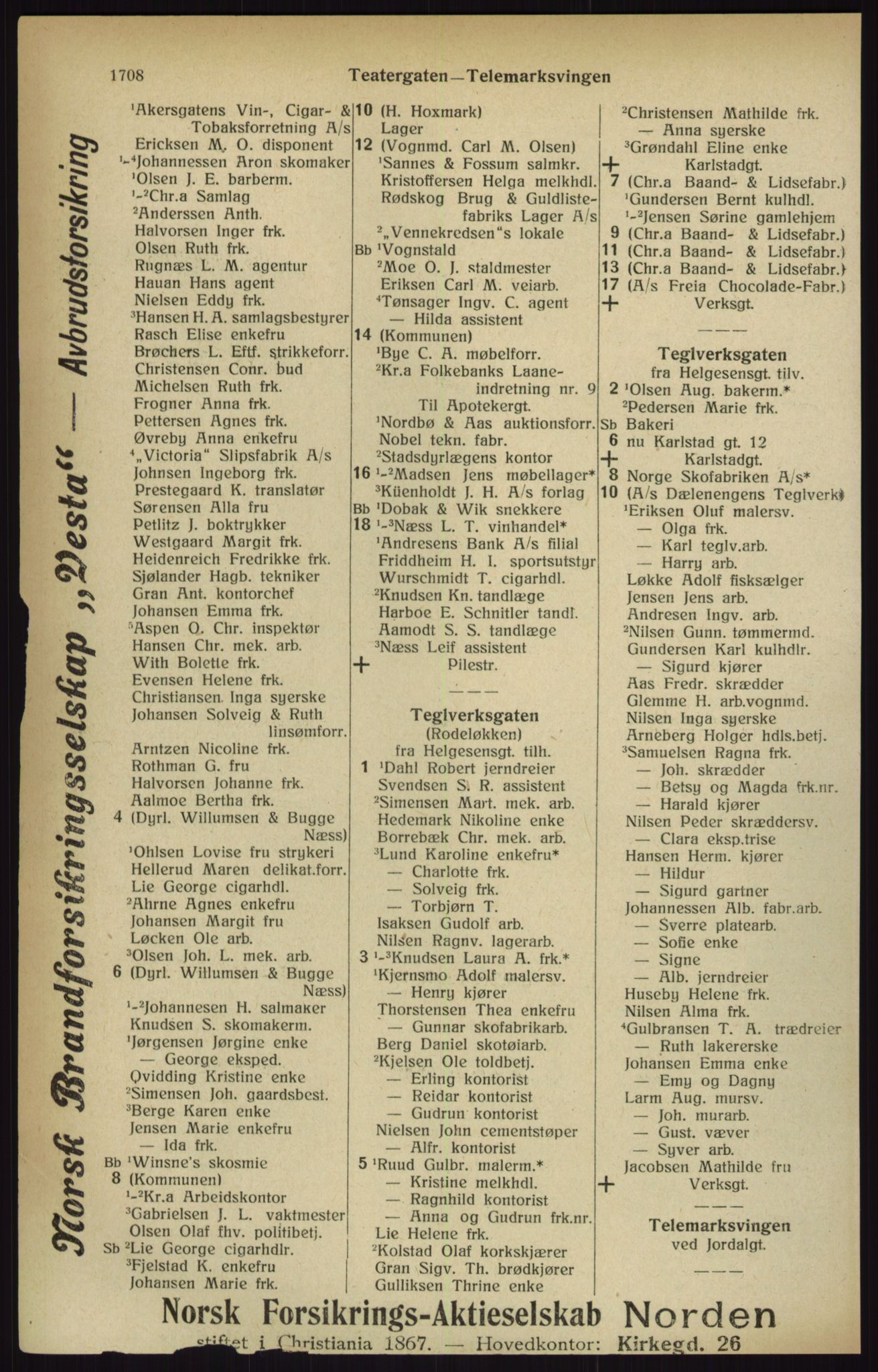 Kristiania/Oslo adressebok, PUBL/-, 1916, p. 1708