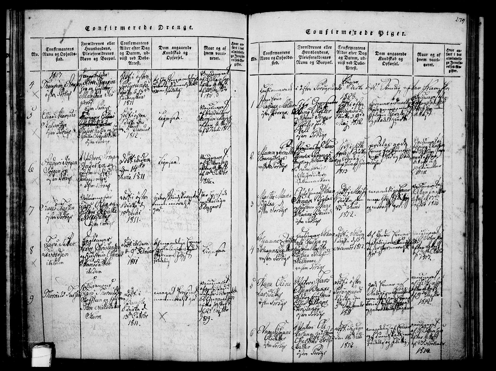 Porsgrunn kirkebøker , SAKO/A-104/F/Fa/L0004: Parish register (official) no. 4, 1814-1828, p. 279