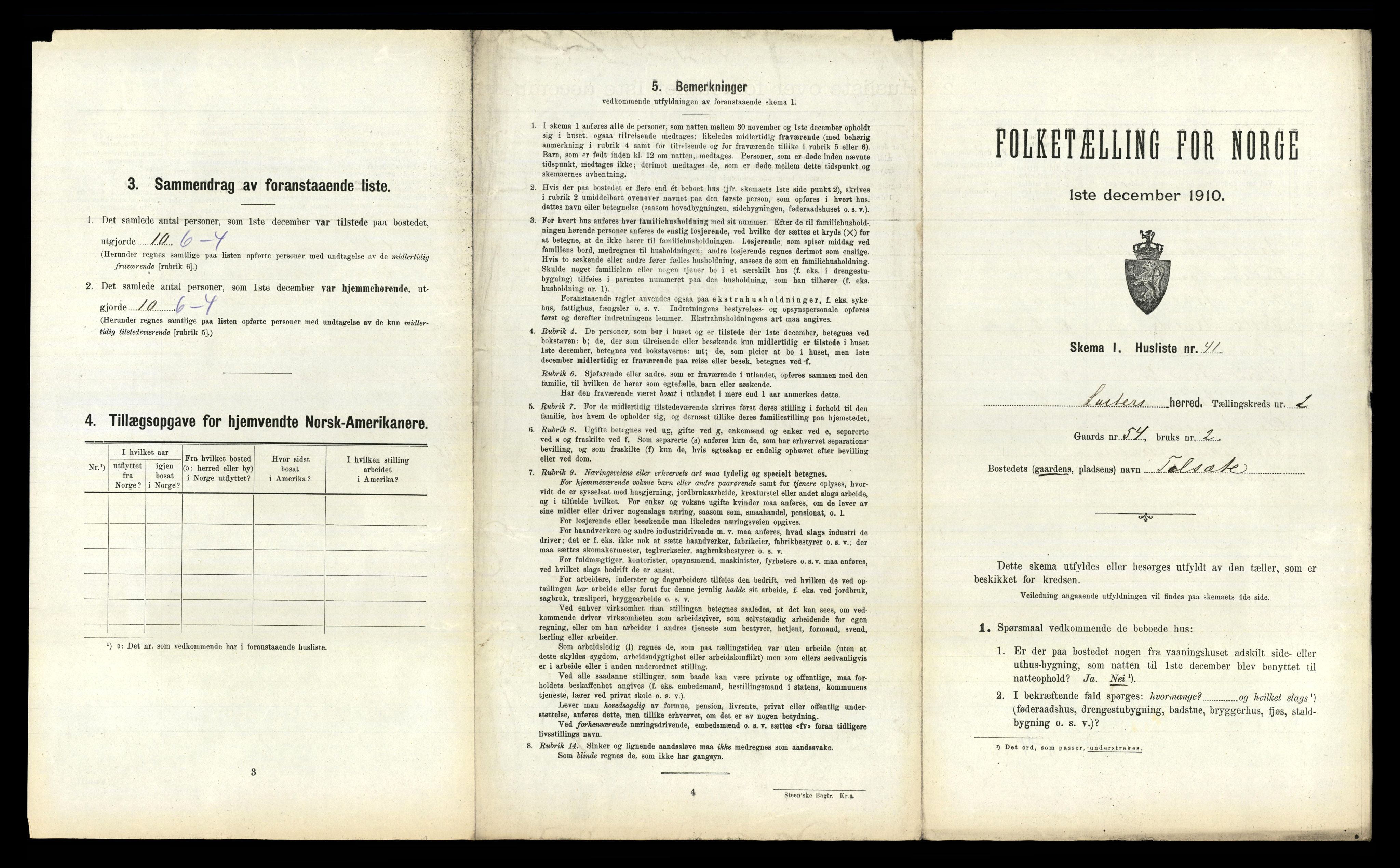 RA, 1910 census for Luster, 1910, p. 181