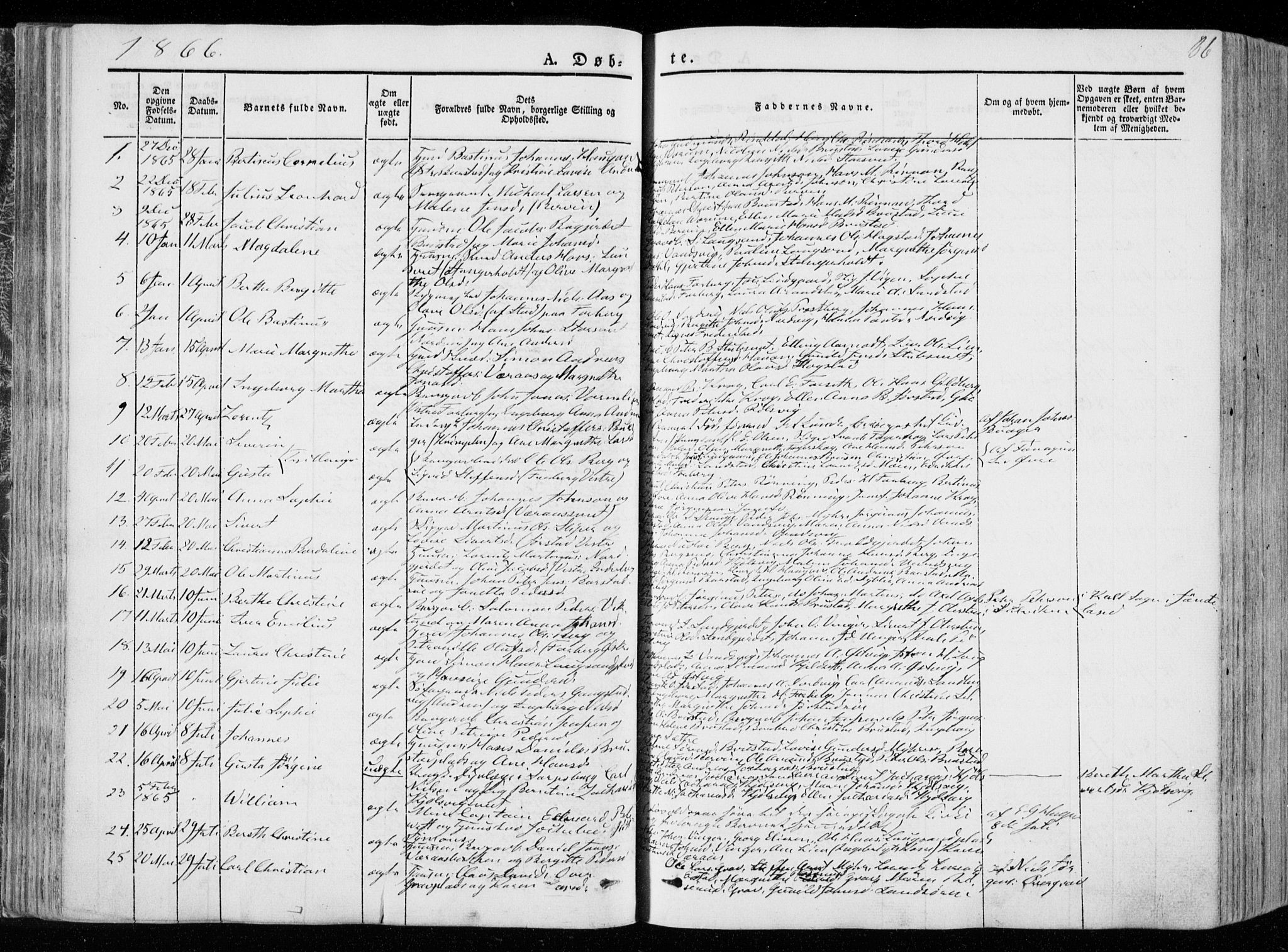Ministerialprotokoller, klokkerbøker og fødselsregistre - Nord-Trøndelag, SAT/A-1458/722/L0218: Parish register (official) no. 722A05, 1843-1868, p. 86