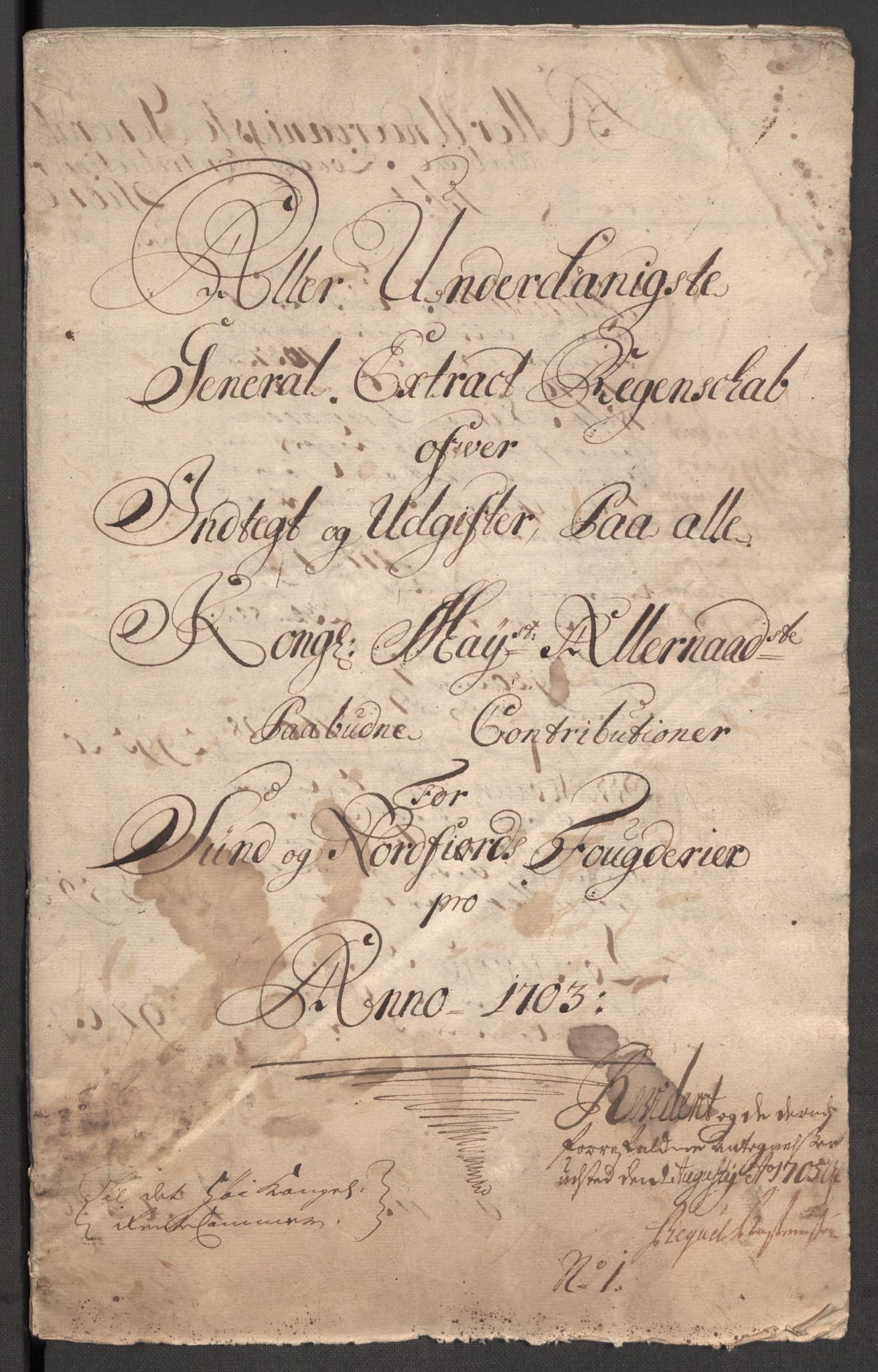 Rentekammeret inntil 1814, Reviderte regnskaper, Fogderegnskap, RA/EA-4092/R53/L3427: Fogderegnskap Sunn- og Nordfjord, 1703, p. 4