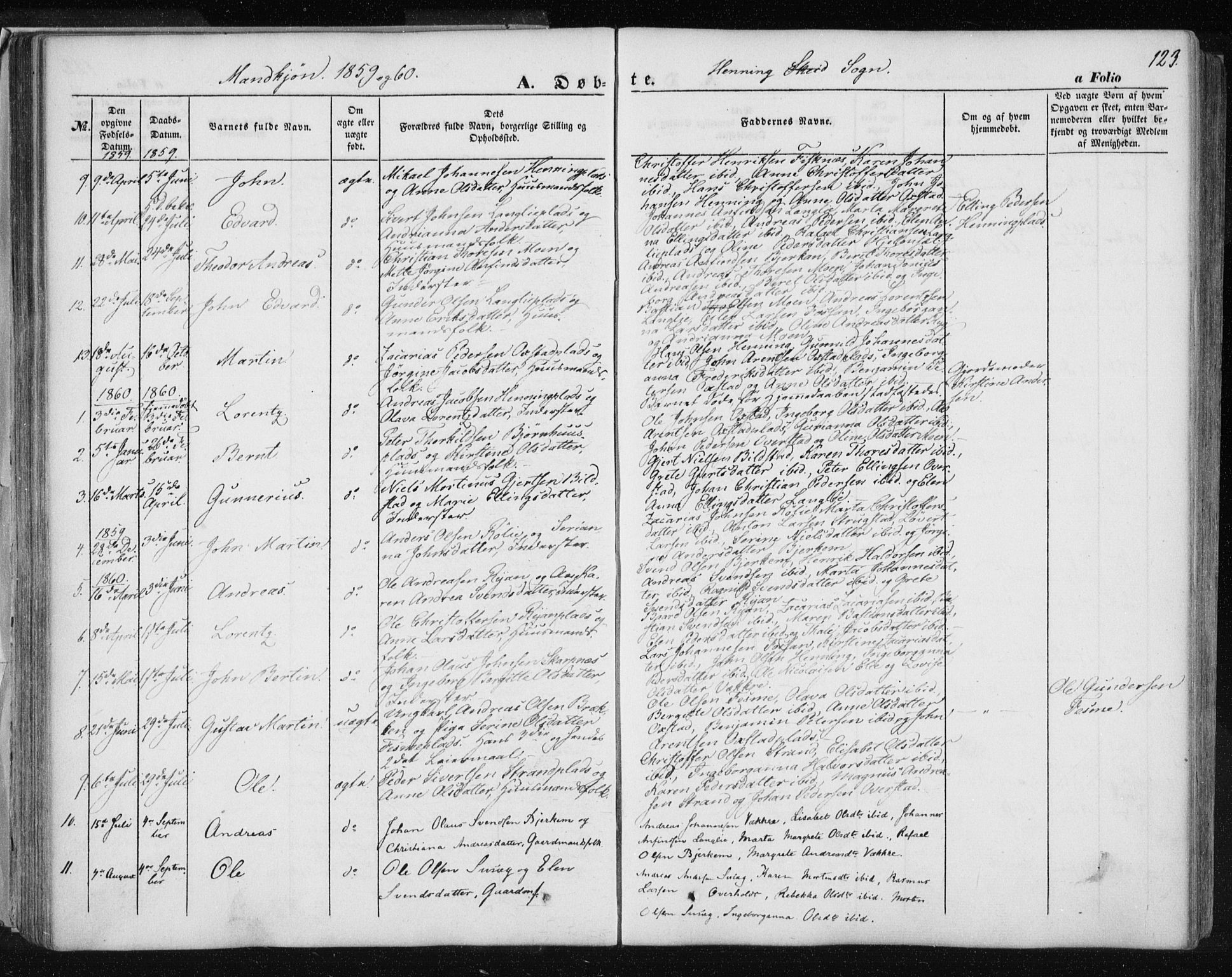 Ministerialprotokoller, klokkerbøker og fødselsregistre - Nord-Trøndelag, SAT/A-1458/735/L0342: Parish register (official) no. 735A07 /3, 1849-1862, p. 123