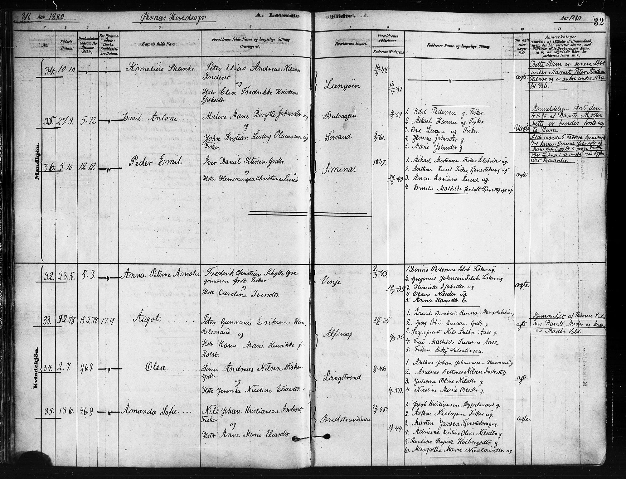 Ministerialprotokoller, klokkerbøker og fødselsregistre - Nordland, AV/SAT-A-1459/893/L1335: Parish register (official) no. 893A08 /1, 1878-1884, p. 32