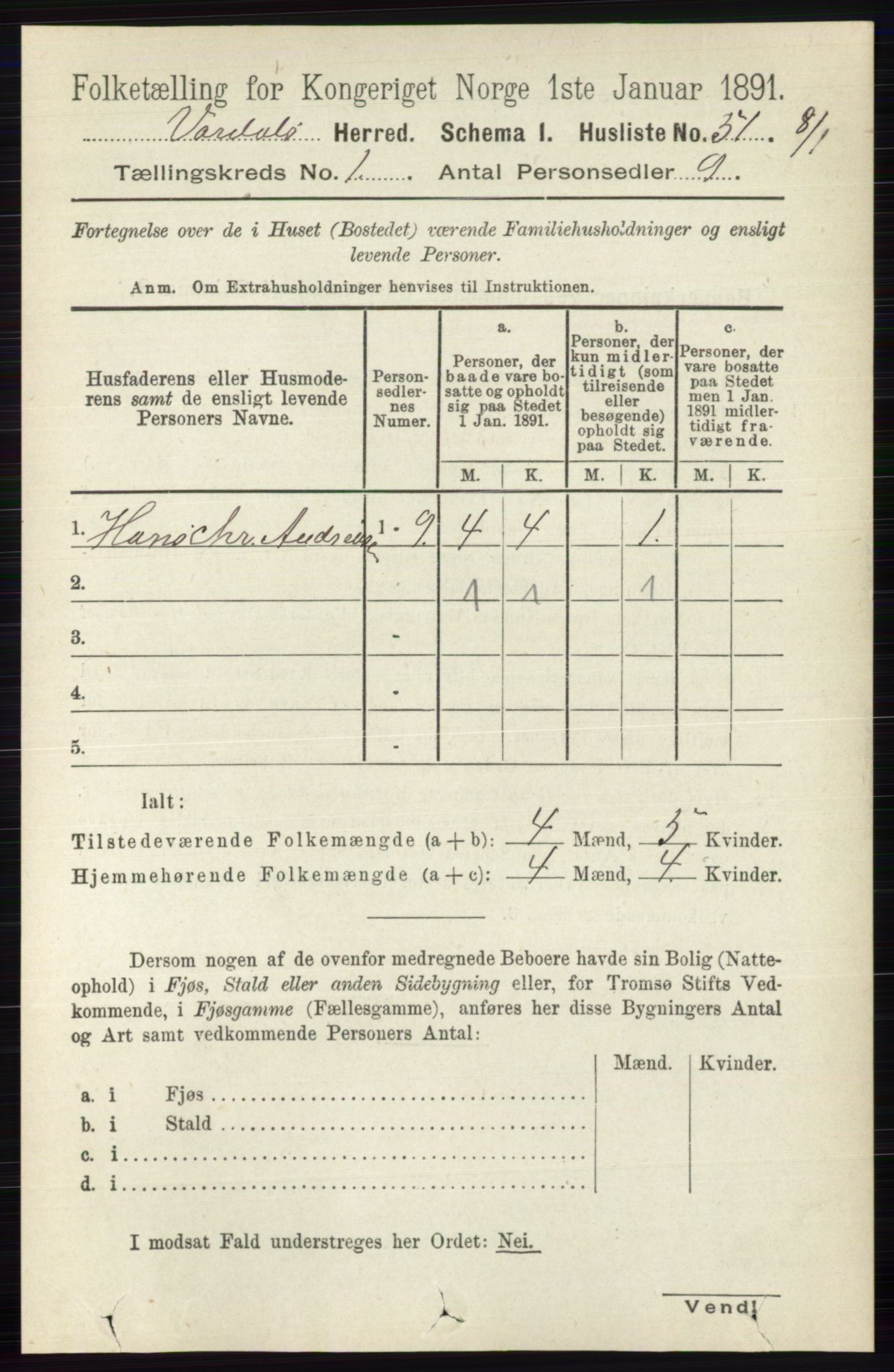 RA, 1891 census for 0527 Vardal, 1891, p. 77