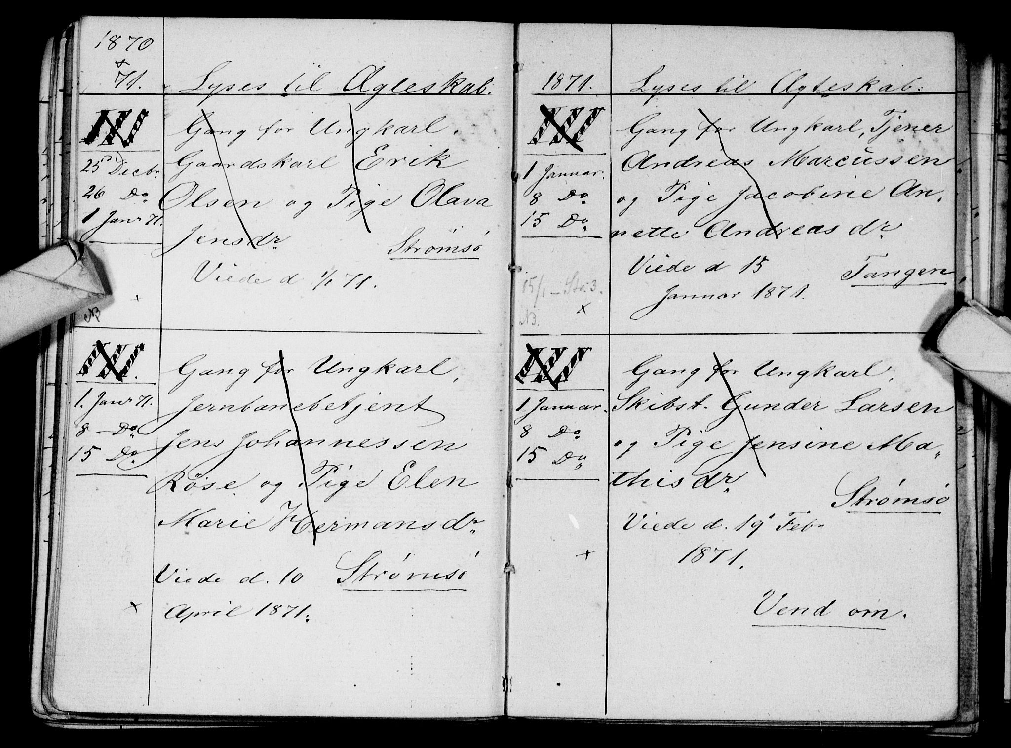 Strømsø kirkebøker, AV/SAKO-A-246/H/Ha/L0003: Banns register no. 3, 1866-1874