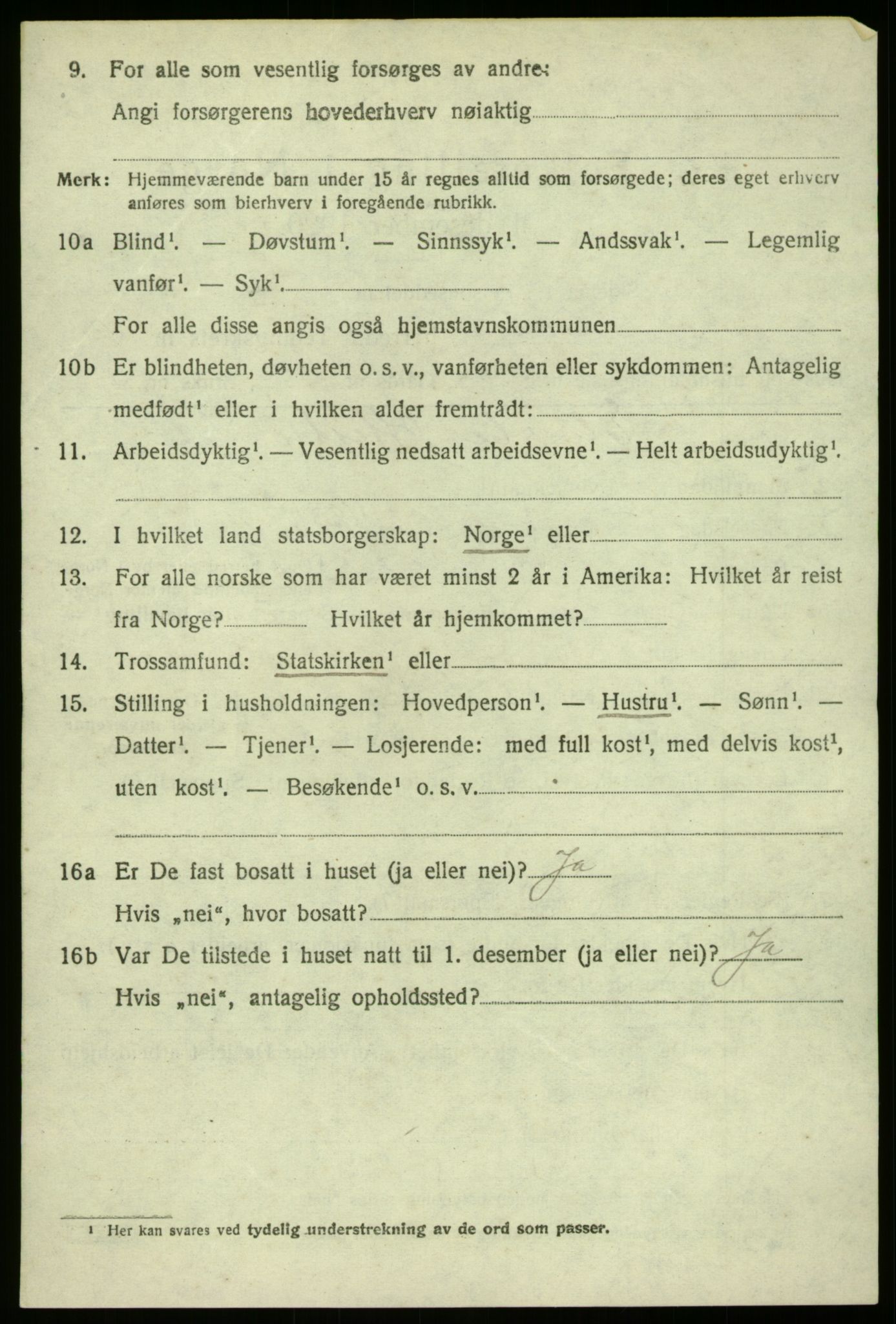 SAB, 1920 census for Gulen, 1920, p. 5794