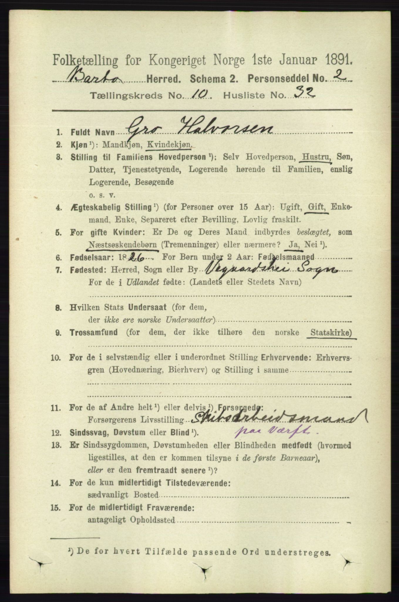 RA, 1891 census for 0990 Barbu, 1891, p. 8034