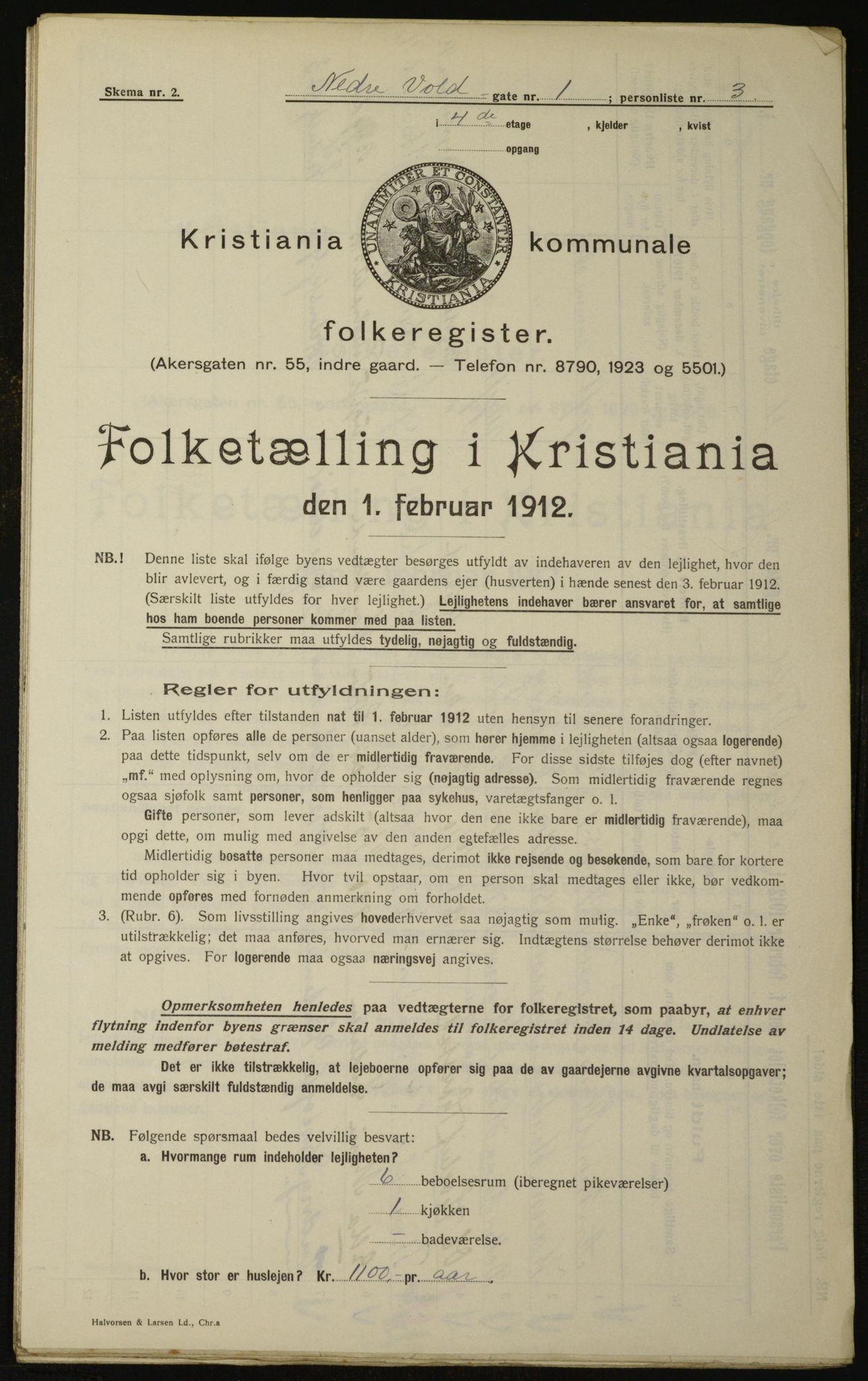 OBA, Municipal Census 1912 for Kristiania, 1912, p. 70128