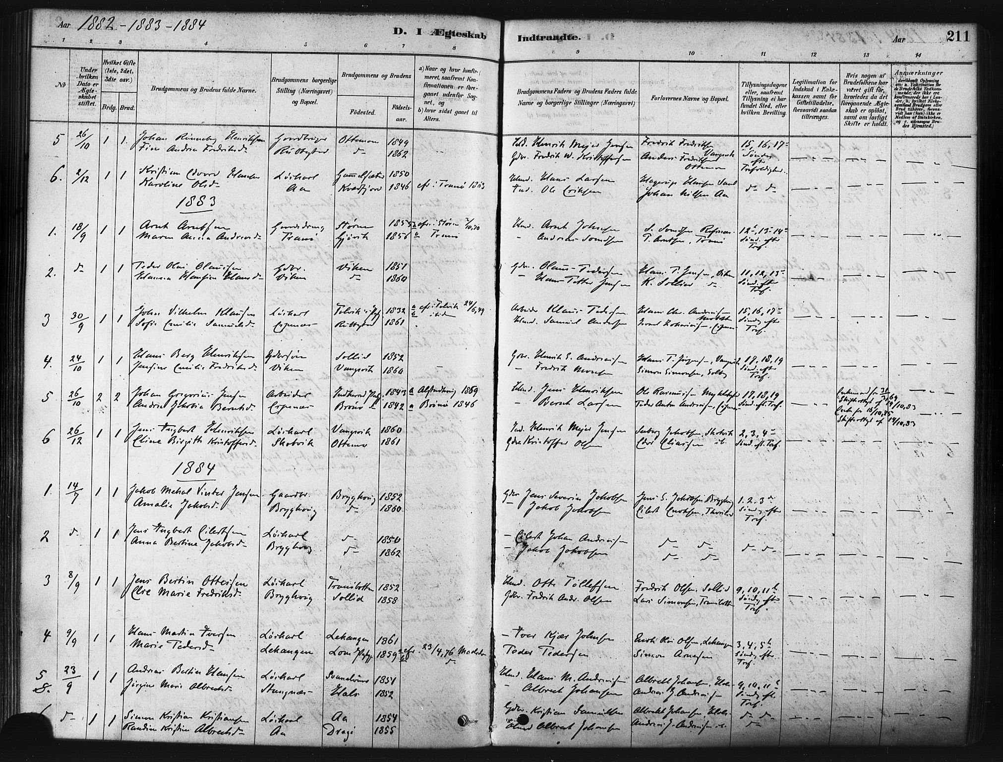 Tranøy sokneprestkontor, AV/SATØ-S-1313/I/Ia/Iaa/L0009kirke: Parish register (official) no. 9, 1878-1904, p. 211