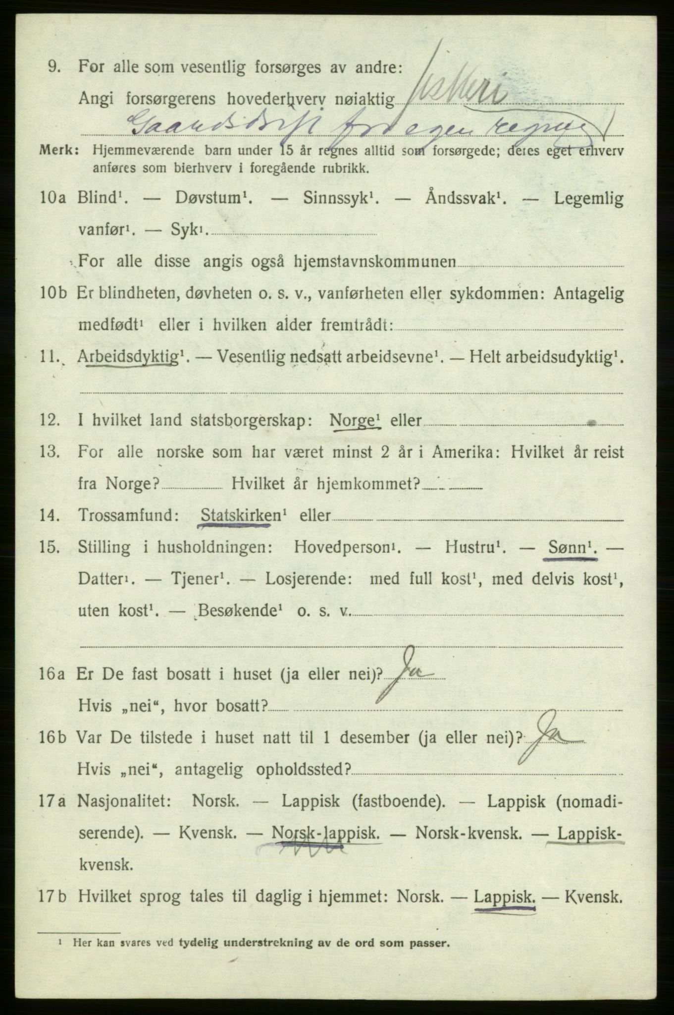 SATØ, 1920 census for , 1920, p. 2139