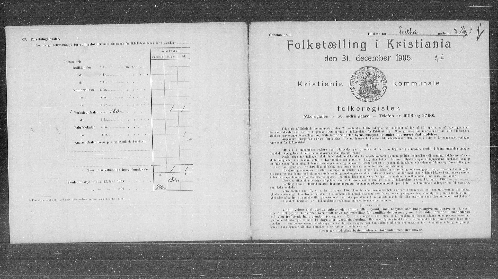 OBA, Municipal Census 1905 for Kristiania, 1905, p. 56159