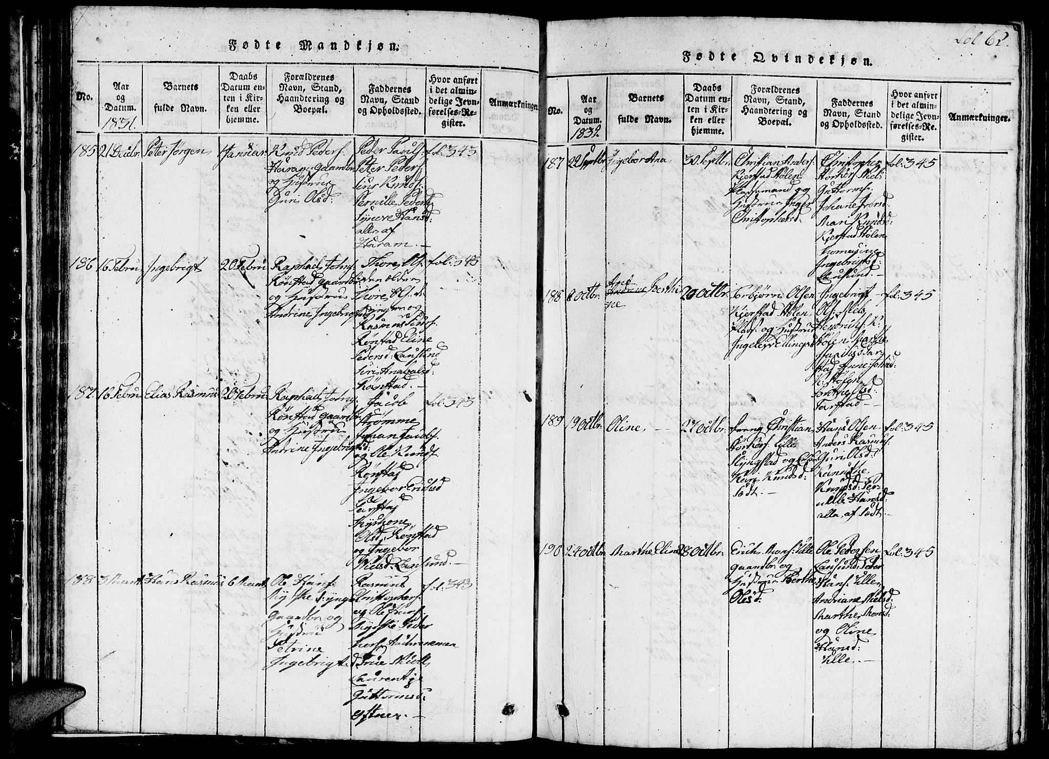 Ministerialprotokoller, klokkerbøker og fødselsregistre - Møre og Romsdal, AV/SAT-A-1454/536/L0506: Parish register (copy) no. 536C01, 1818-1859, p. 62