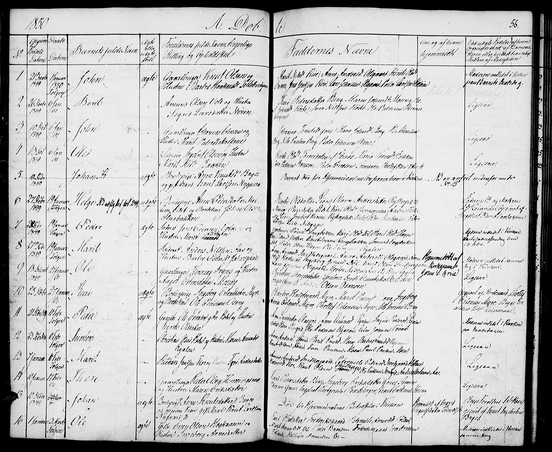 Tolga prestekontor, SAH/PREST-062/K/L0005: Parish register (official) no. 5, 1836-1852, p. 56