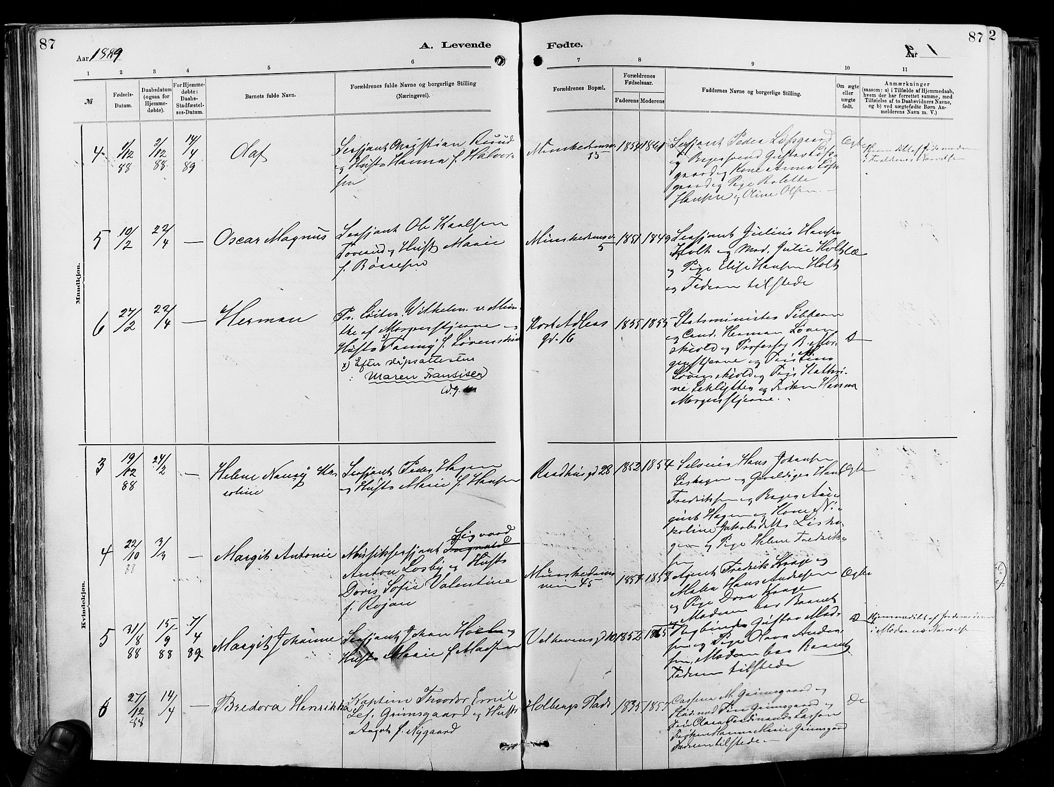 Garnisonsmenigheten Kirkebøker, AV/SAO-A-10846/F/Fa/L0012: Parish register (official) no. 12, 1880-1893, p. 87