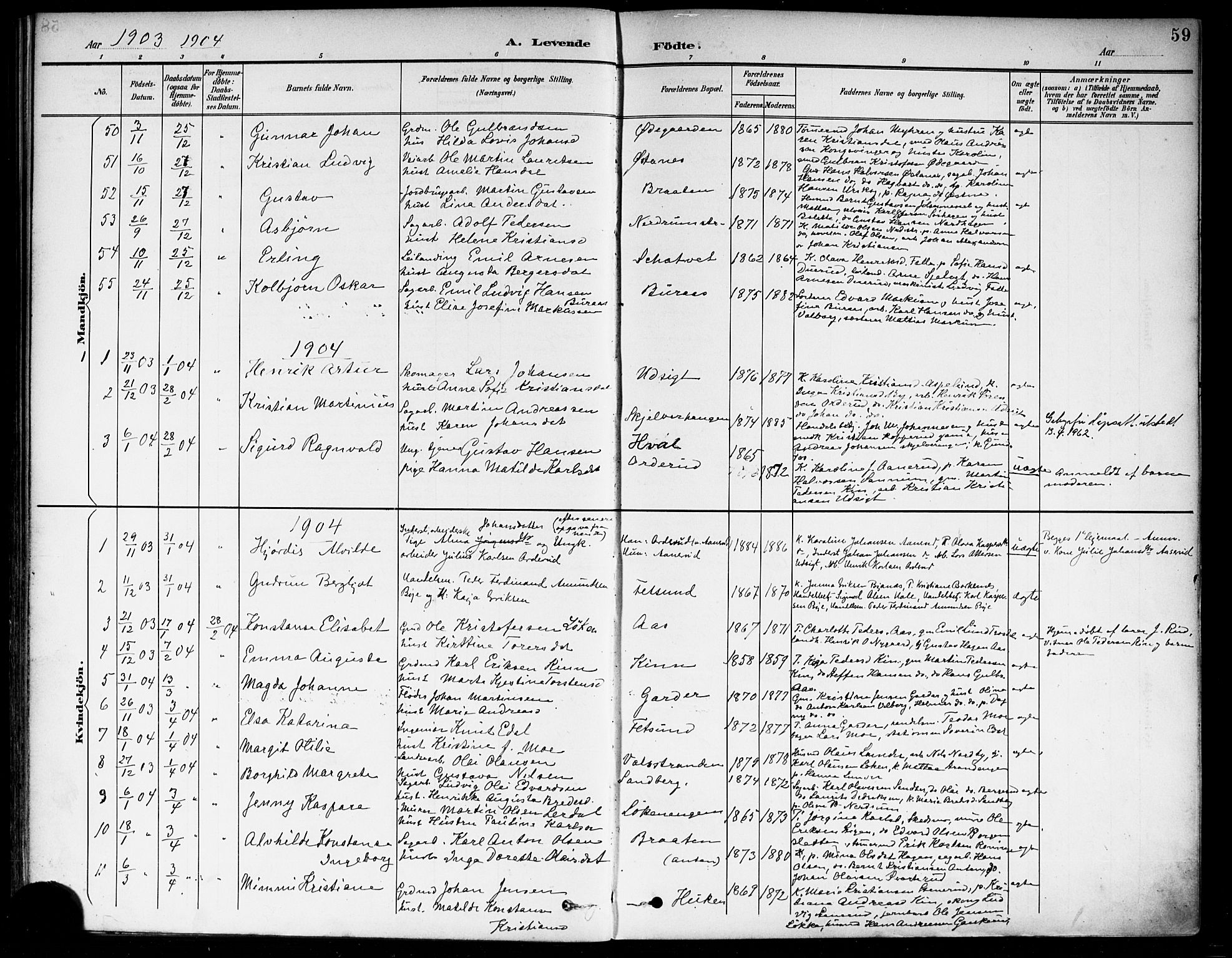Fet prestekontor Kirkebøker, SAO/A-10370a/F/Fa/L0015: Parish register (official) no. I 15, 1892-1904, p. 59