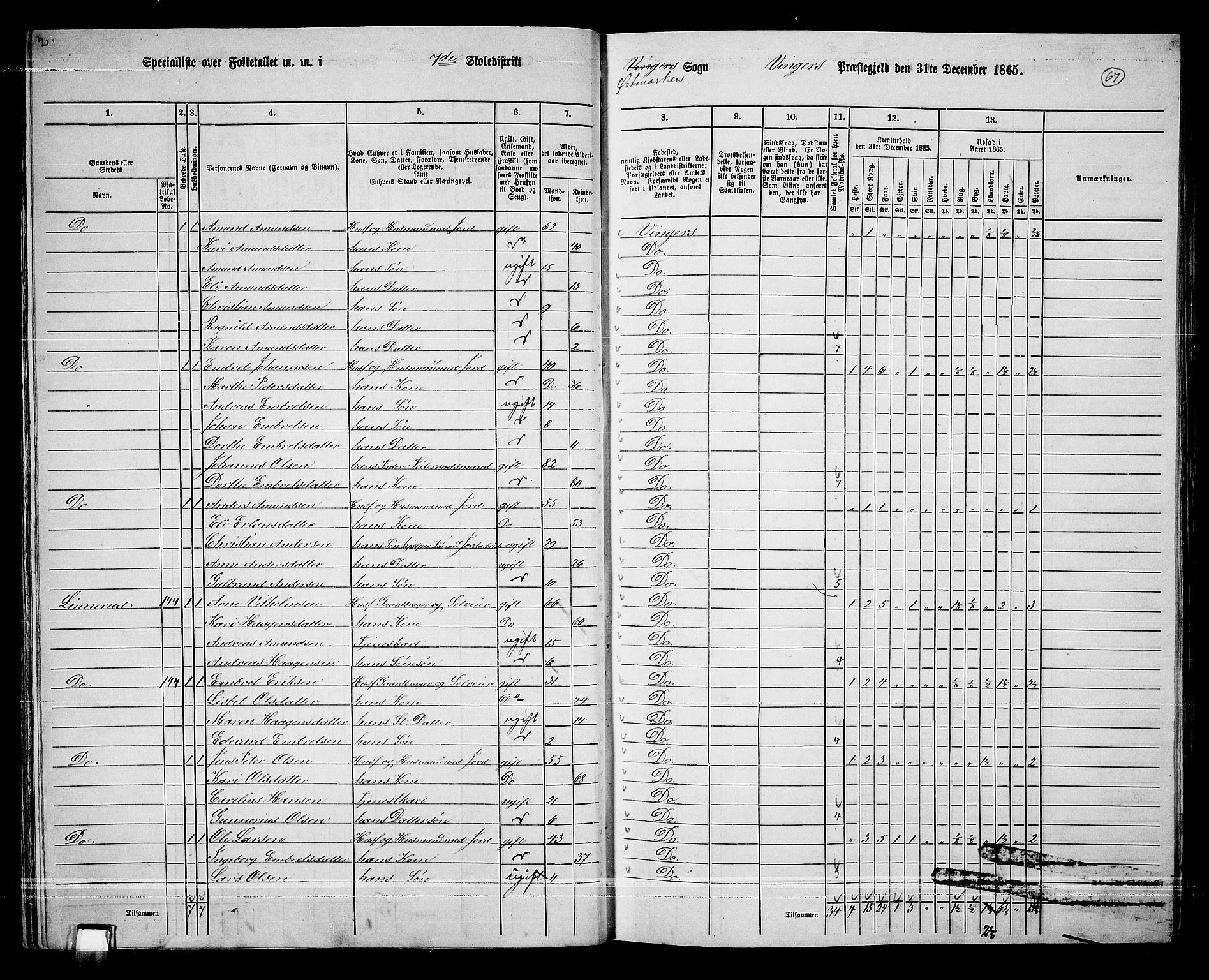 RA, 1865 census for Vinger/Vinger og Austmarka, 1865, p. 64