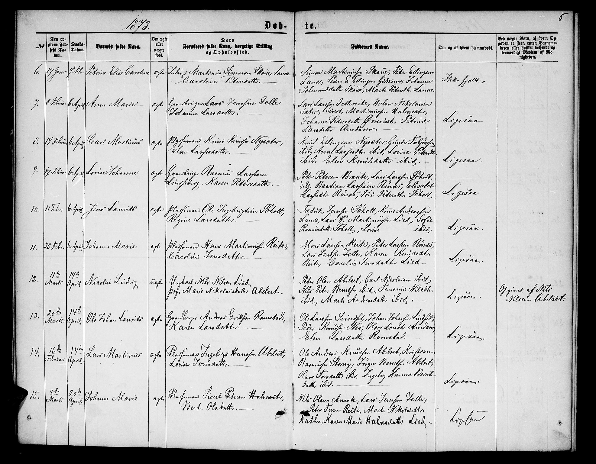 Ministerialprotokoller, klokkerbøker og fødselsregistre - Møre og Romsdal, AV/SAT-A-1454/522/L0325: Parish register (copy) no. 522C04, 1872-1877, p. 5