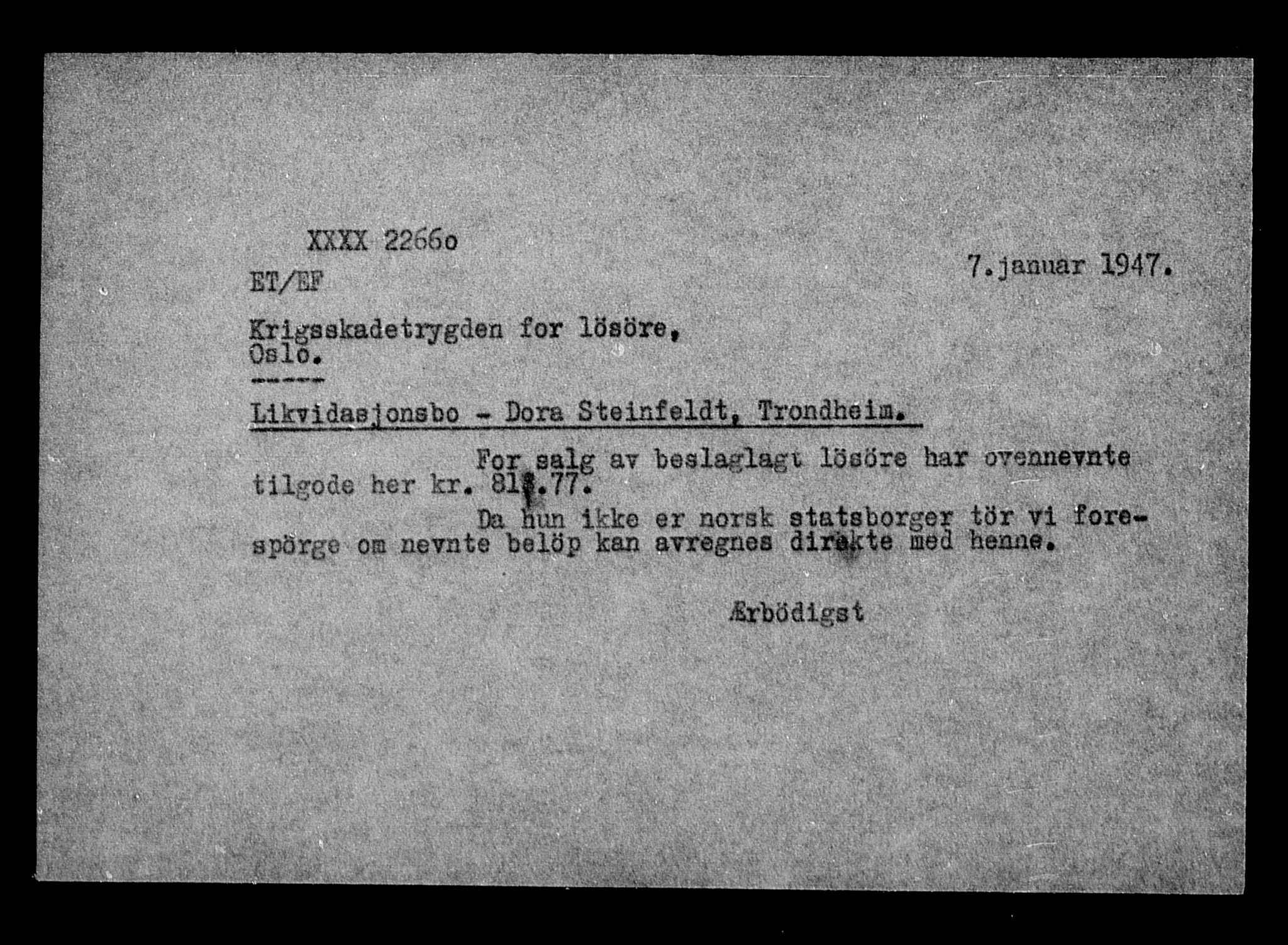 Justisdepartementet, Tilbakeføringskontoret for inndratte formuer, RA/S-1564/H/Hc/Hca/L0908: --, 1945-1947, p. 277