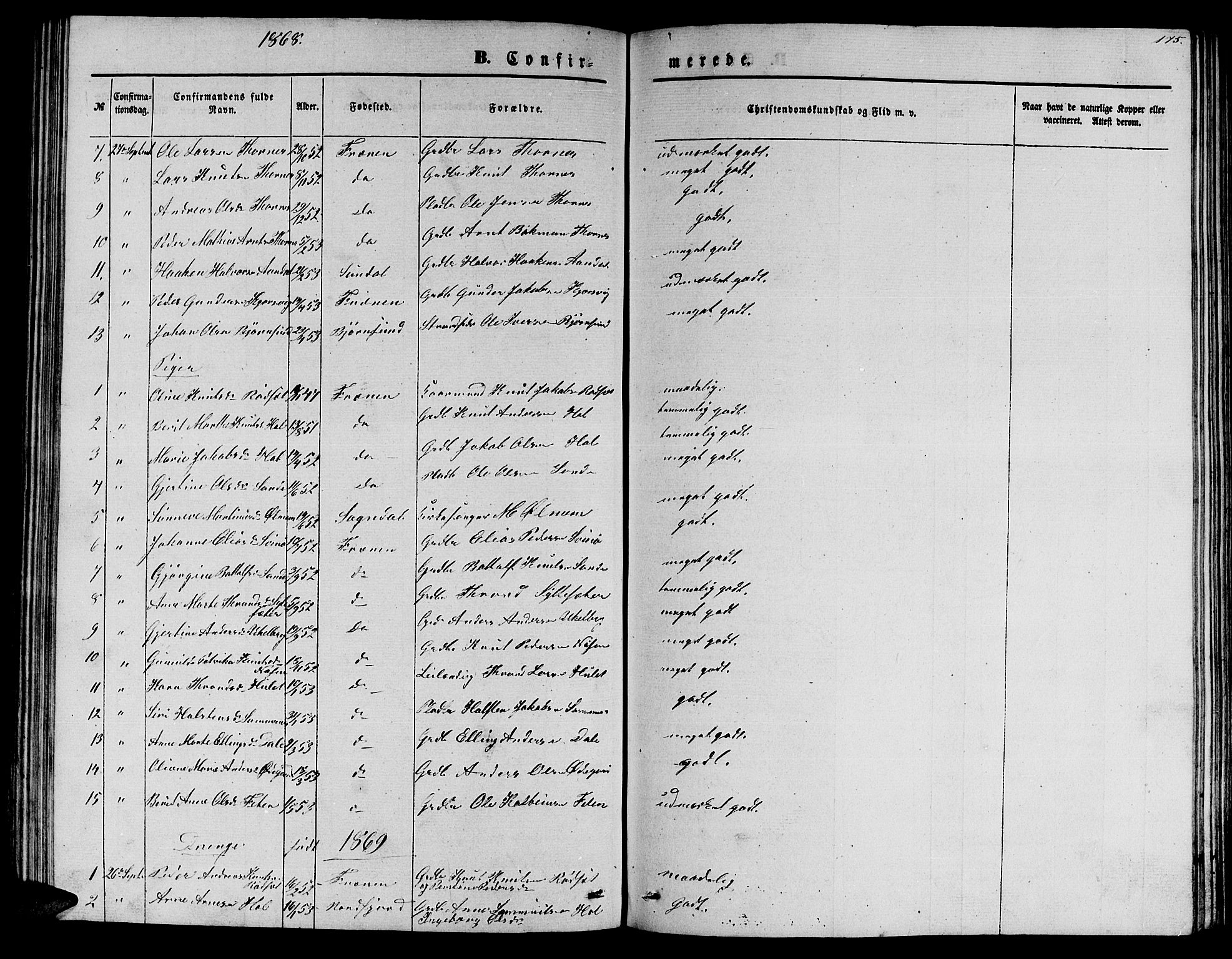 Ministerialprotokoller, klokkerbøker og fødselsregistre - Møre og Romsdal, SAT/A-1454/565/L0753: Parish register (copy) no. 565C02, 1845-1870, p. 175