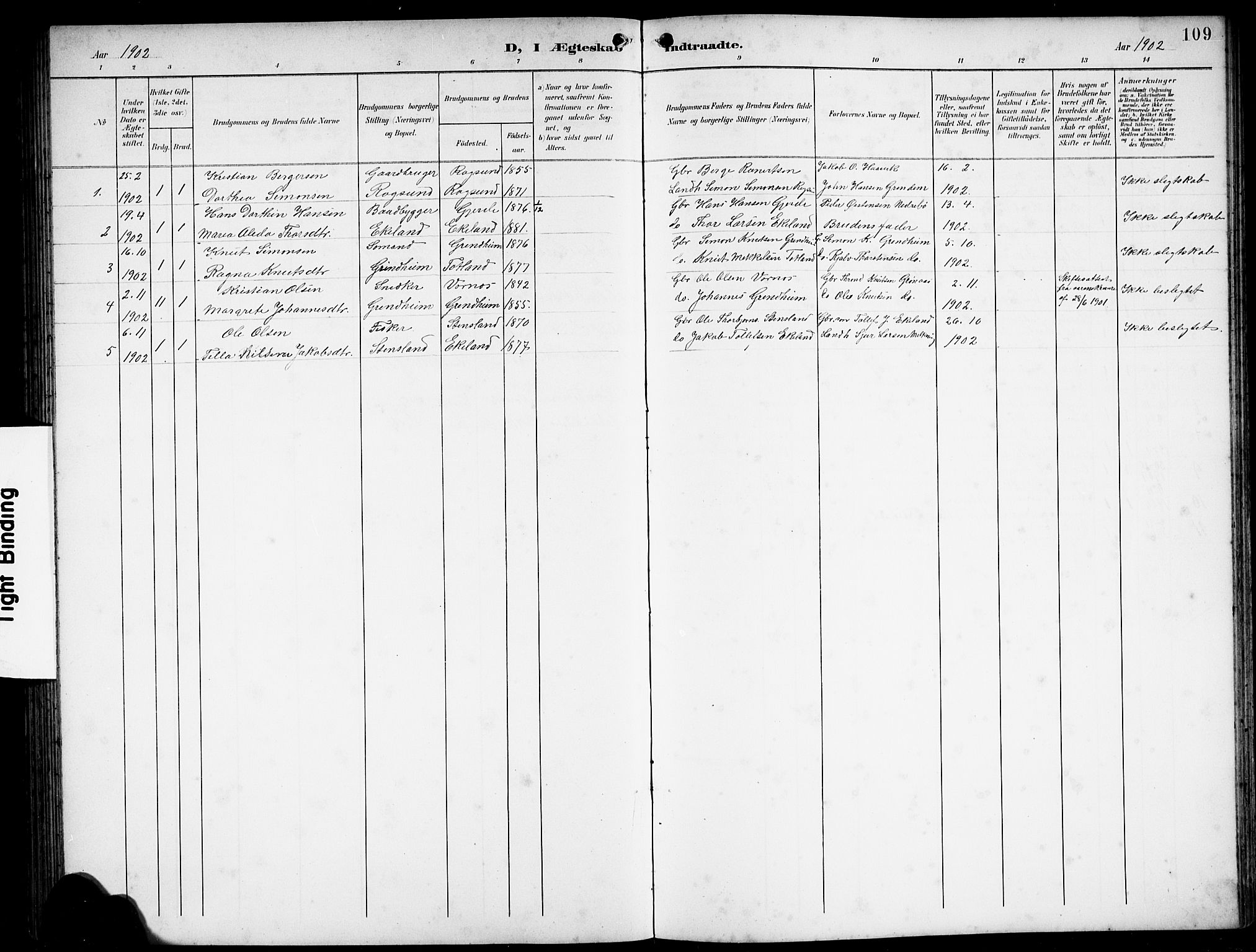 Finnås sokneprestembete, SAB/A-99925/H/Ha/Hab/Haba/L0004: Parish register (copy) no. A 4, 1901-1924, p. 109