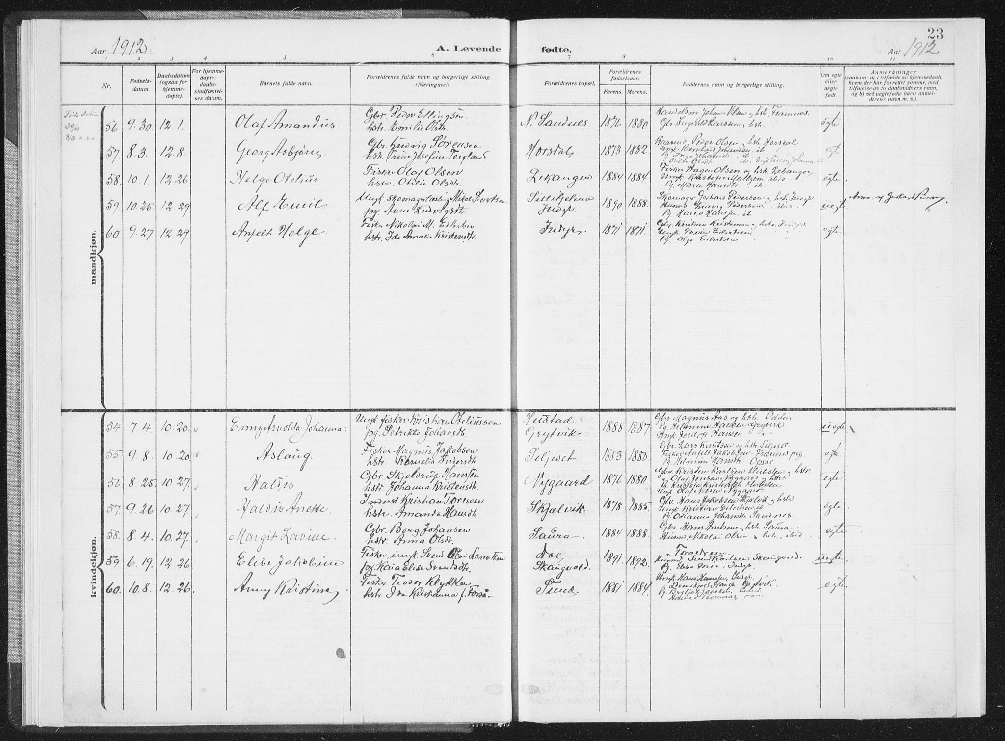 Ministerialprotokoller, klokkerbøker og fødselsregistre - Nordland, SAT/A-1459/805/L0104: Parish register (official) no. 805A09, 1909-1926, p. 23