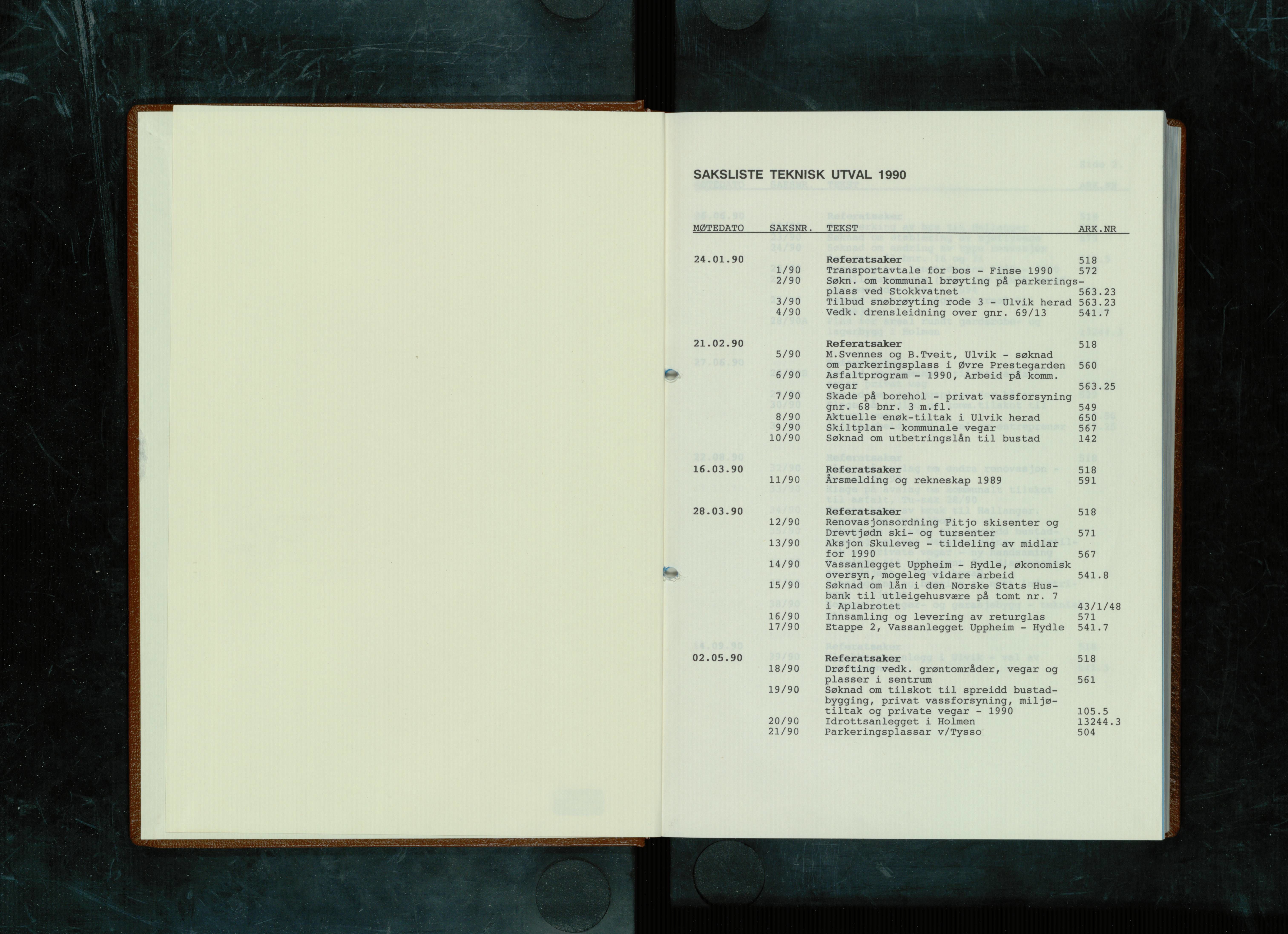 Ulvik herad. Teknisk utval, IKAH/1233-513/A/Aa/Aaa/L0006: Møtebok for Ulvik teknisk utval, 1990-1991
