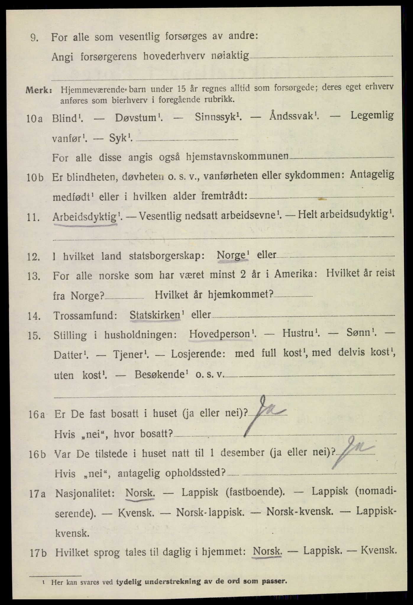 SAT, 1920 census for Lurøy, 1920, p. 4958