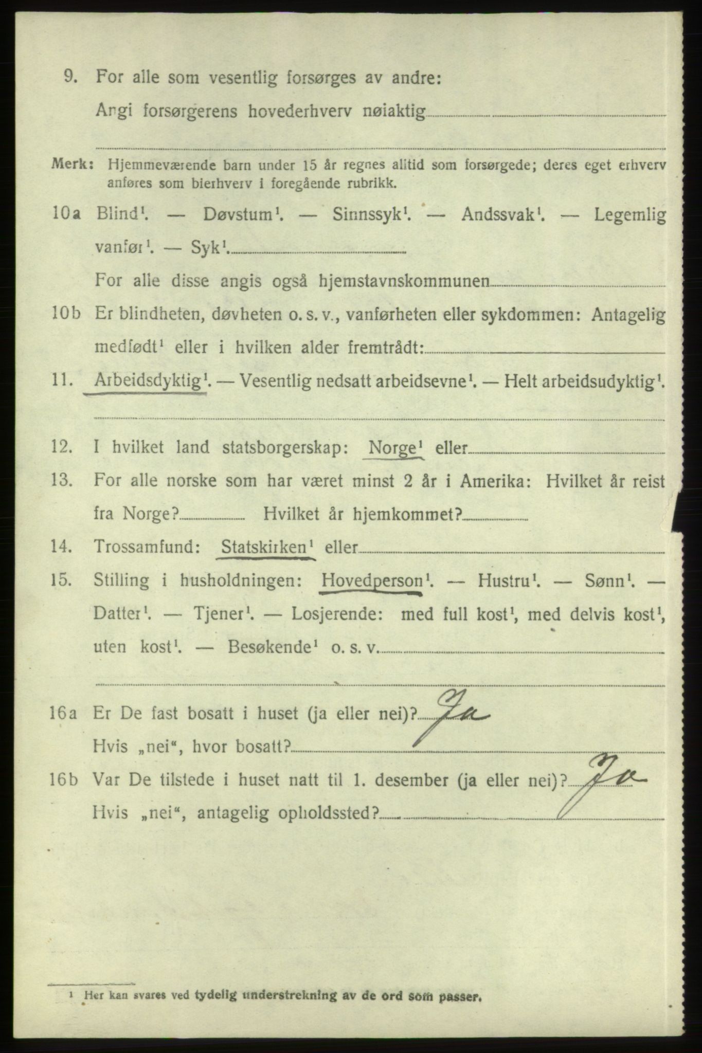 SAB, 1920 census for Bremnes, 1920, p. 7601