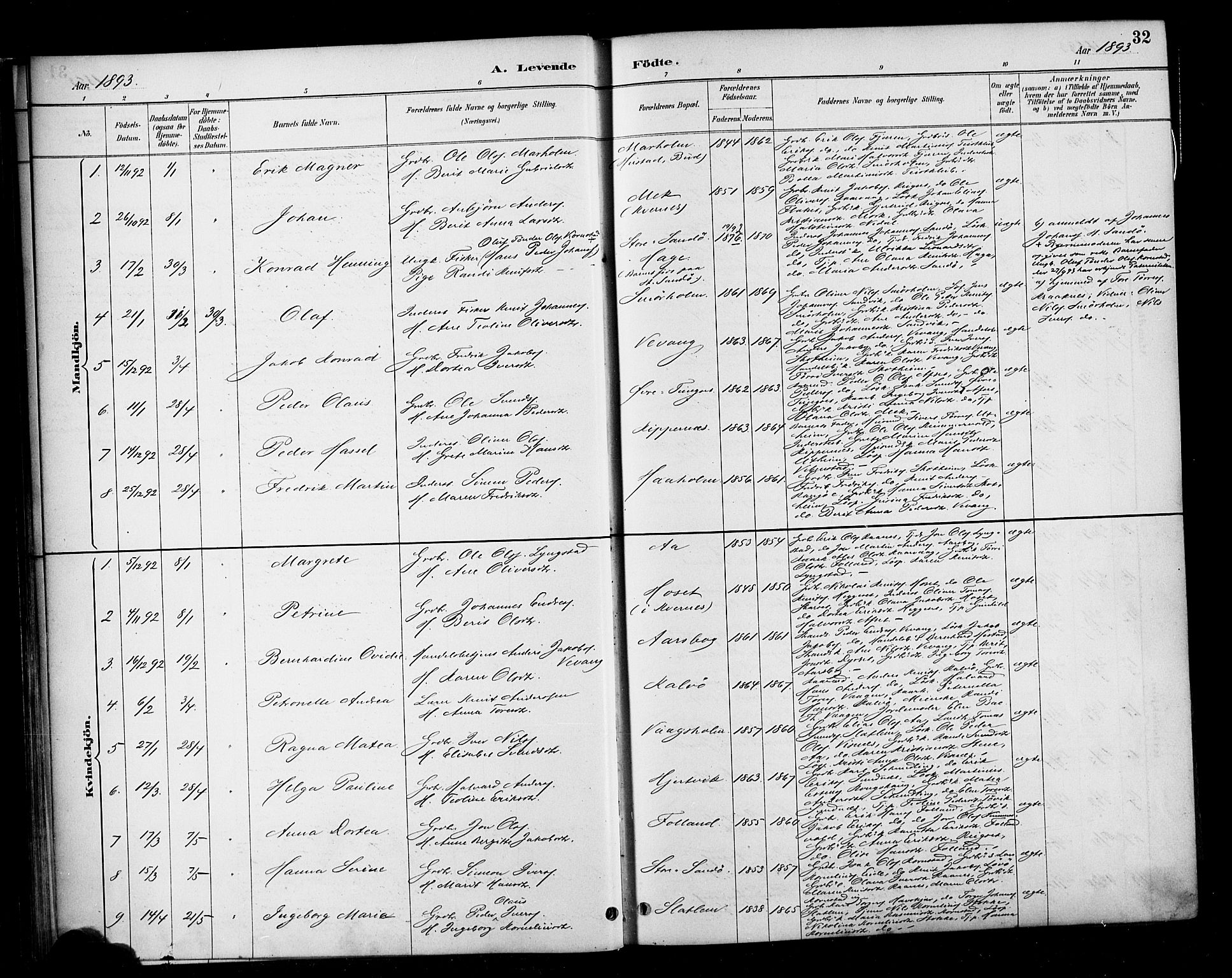 Ministerialprotokoller, klokkerbøker og fødselsregistre - Møre og Romsdal, SAT/A-1454/570/L0832: Parish register (official) no. 570A06, 1885-1900, p. 32