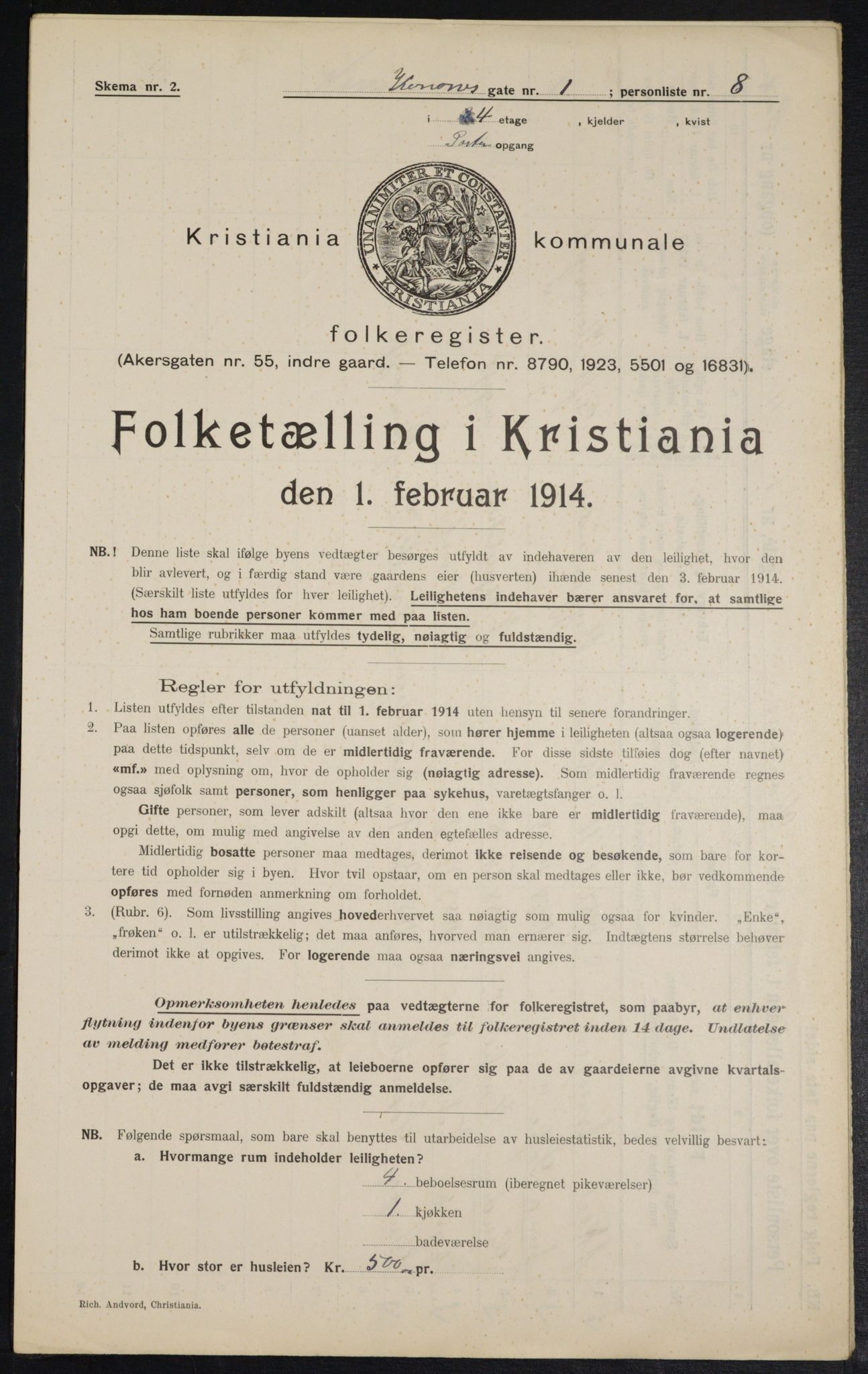 OBA, Municipal Census 1914 for Kristiania, 1914, p. 52934