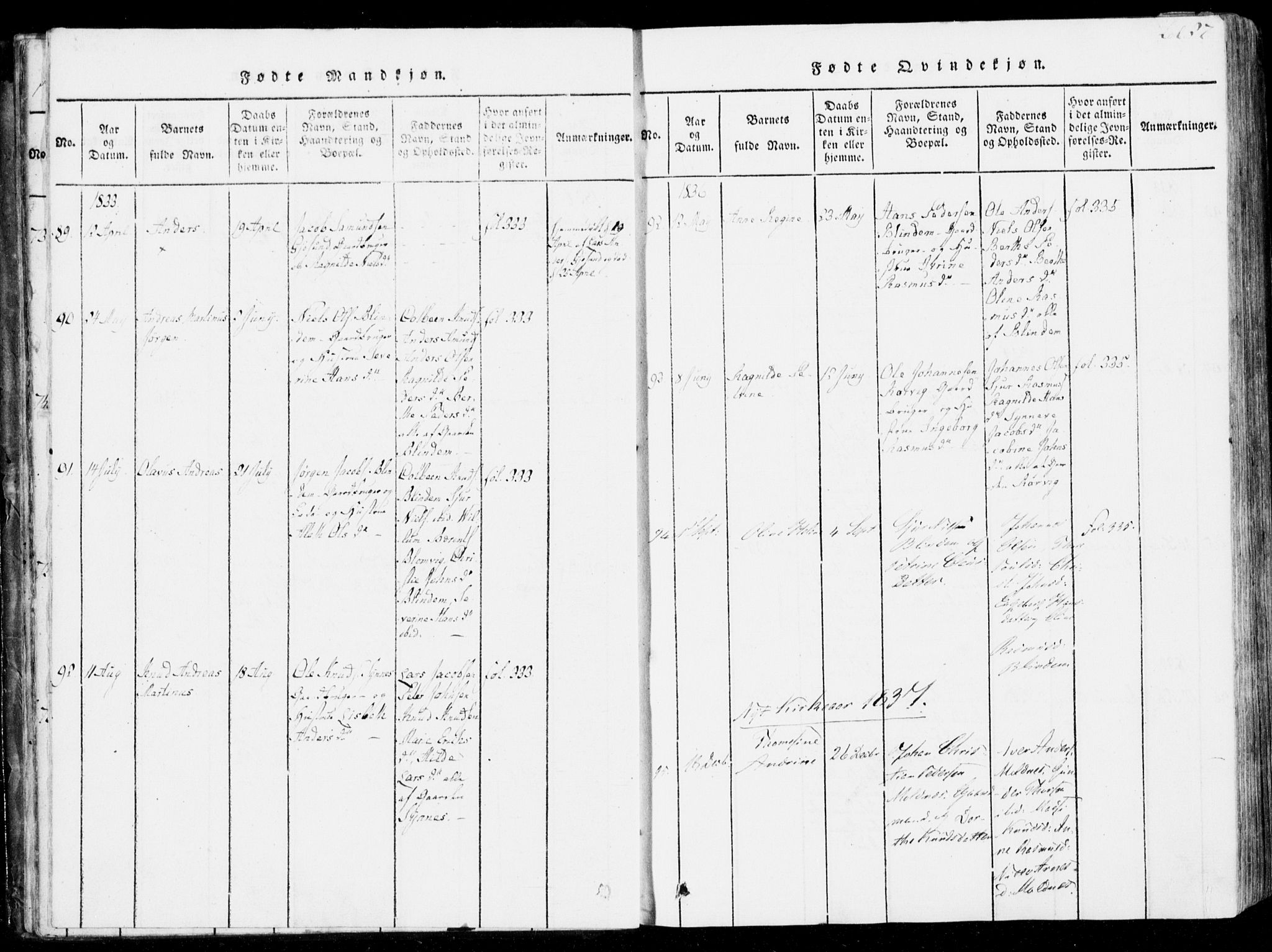 Ministerialprotokoller, klokkerbøker og fødselsregistre - Møre og Romsdal, SAT/A-1454/537/L0517: Parish register (official) no. 537A01, 1818-1862, p. 27