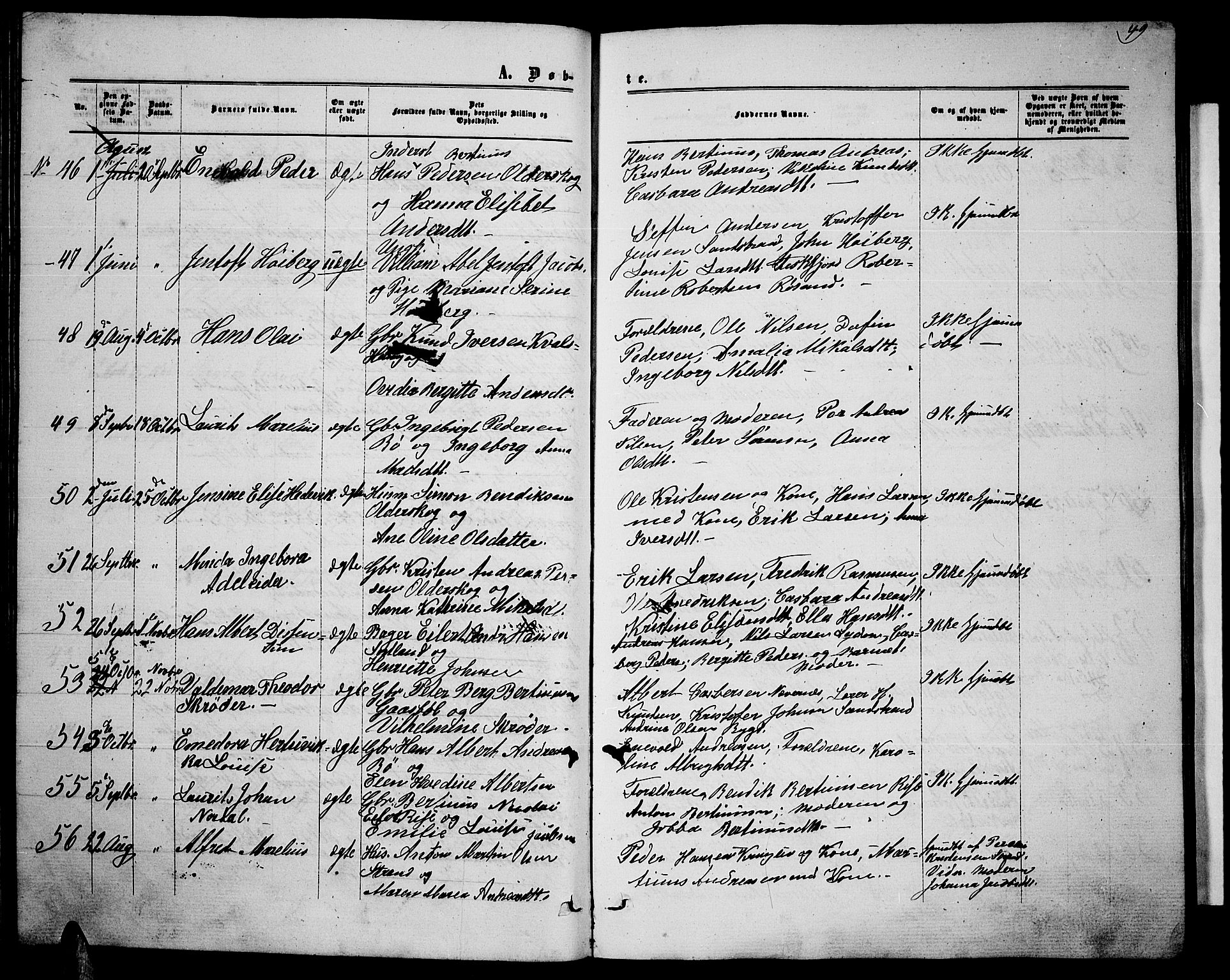 Ministerialprotokoller, klokkerbøker og fødselsregistre - Nordland, AV/SAT-A-1459/895/L1381: Parish register (copy) no. 895C03, 1864-1885, p. 49