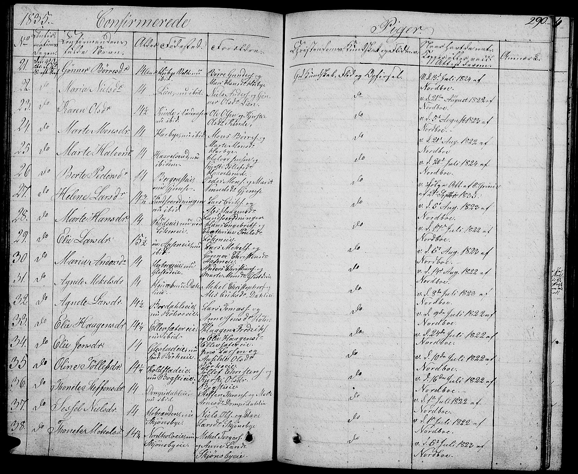 Ringsaker prestekontor, AV/SAH-PREST-014/L/La/L0004: Parish register (copy) no. 4, 1827-1838, p. 290