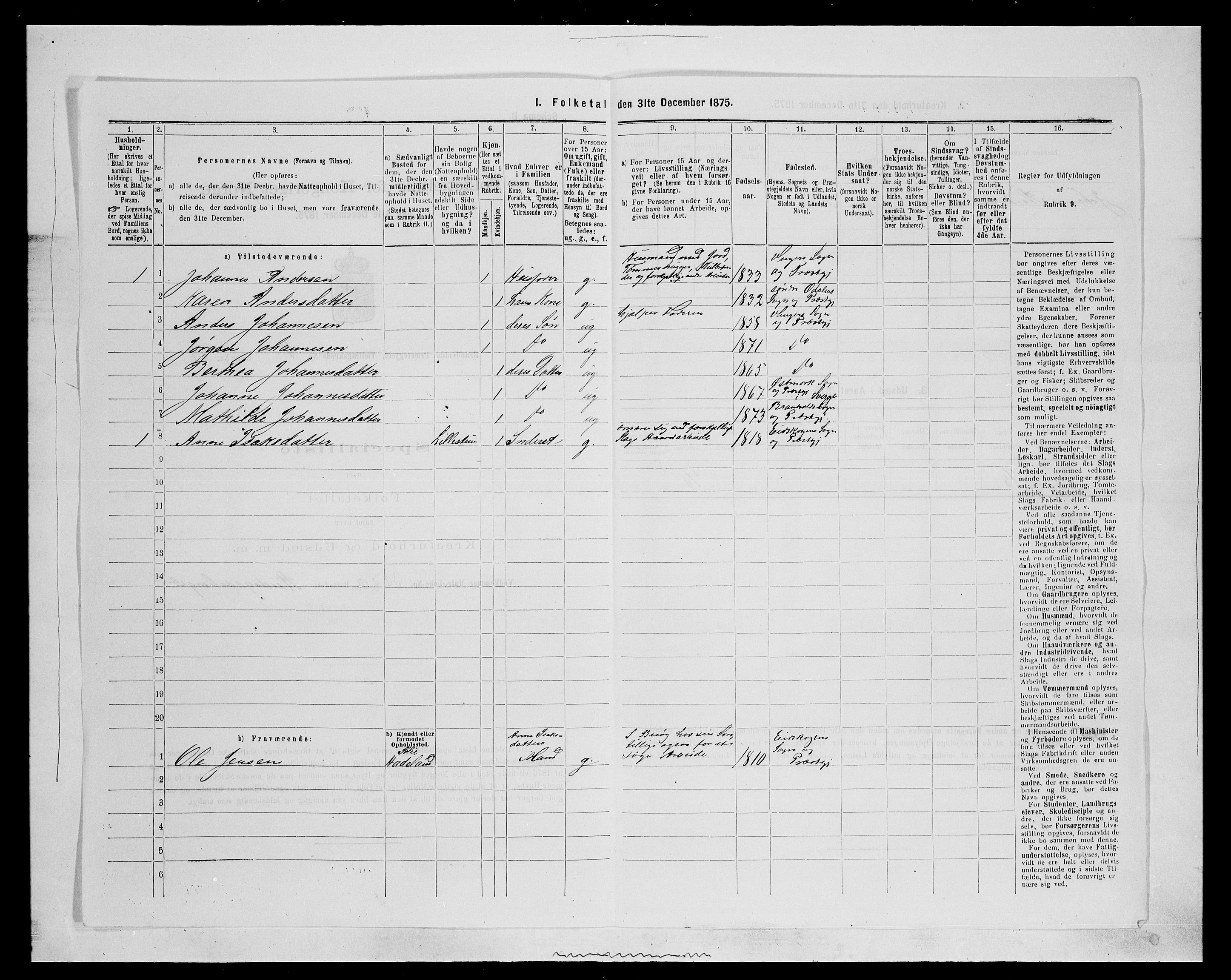 SAH, 1875 census for 0422P Brandval, 1875, p. 713