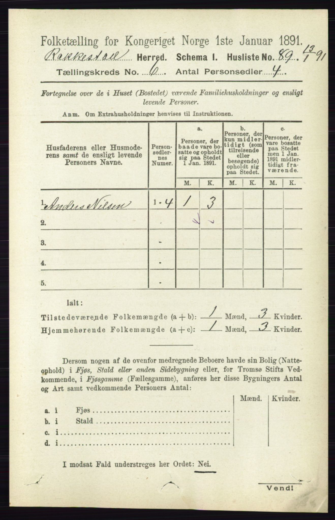 RA, 1891 census for 0128 Rakkestad, 1891, p. 2477