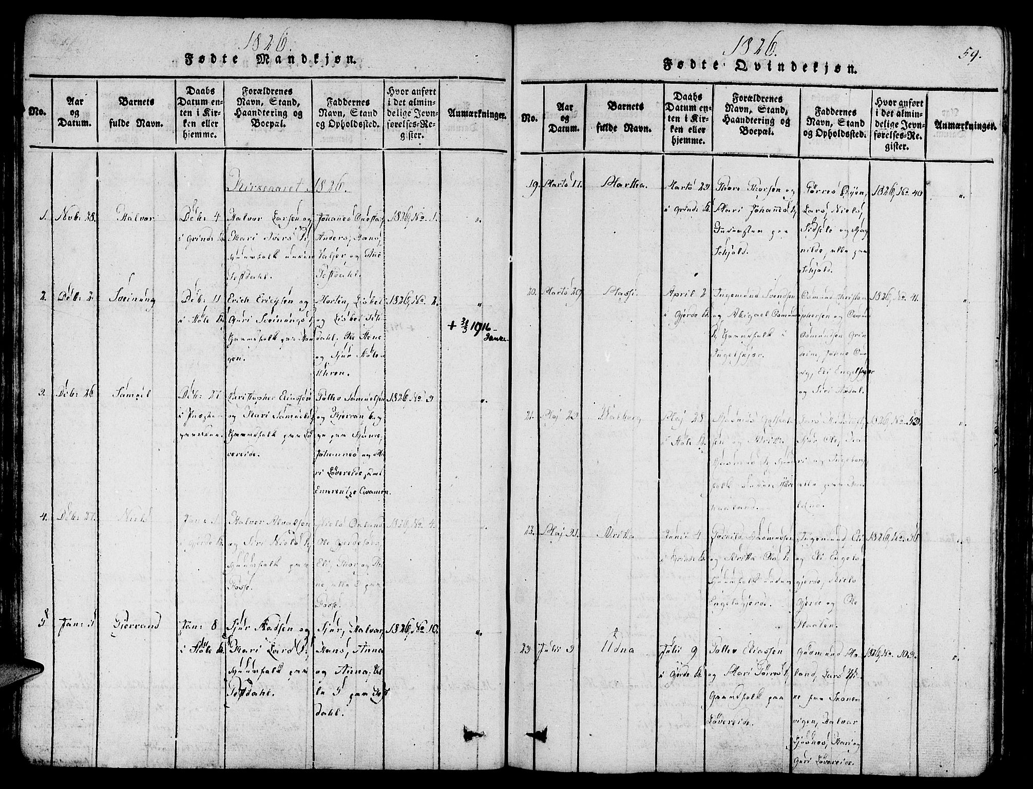 Etne sokneprestembete, AV/SAB-A-75001/H/Haa: Parish register (official) no. A 6, 1815-1831, p. 59