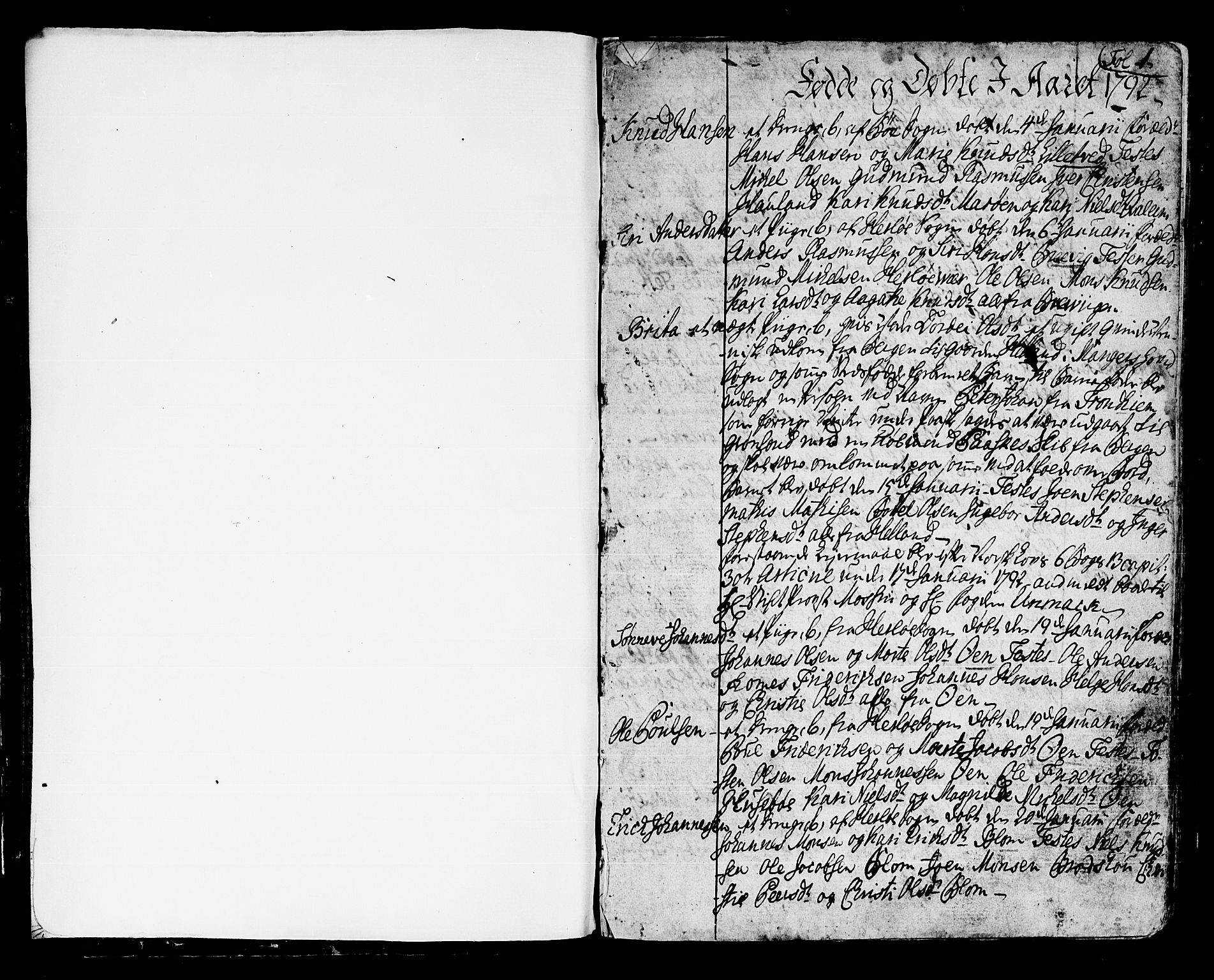 Manger sokneprestembete, SAB/A-76801/H/Haa: Parish register (official) no. A 2, 1792-1815, p. 1