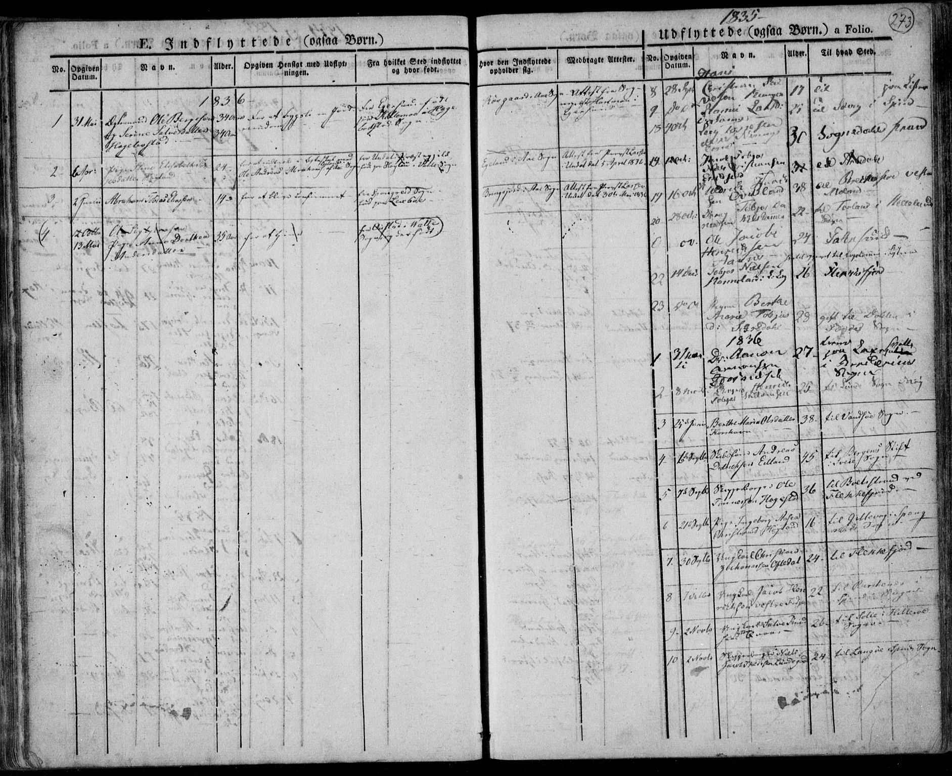 Lyngdal sokneprestkontor, AV/SAK-1111-0029/F/Fa/Fac/L0007: Parish register (official) no. A 7, 1825-1838, p. 273